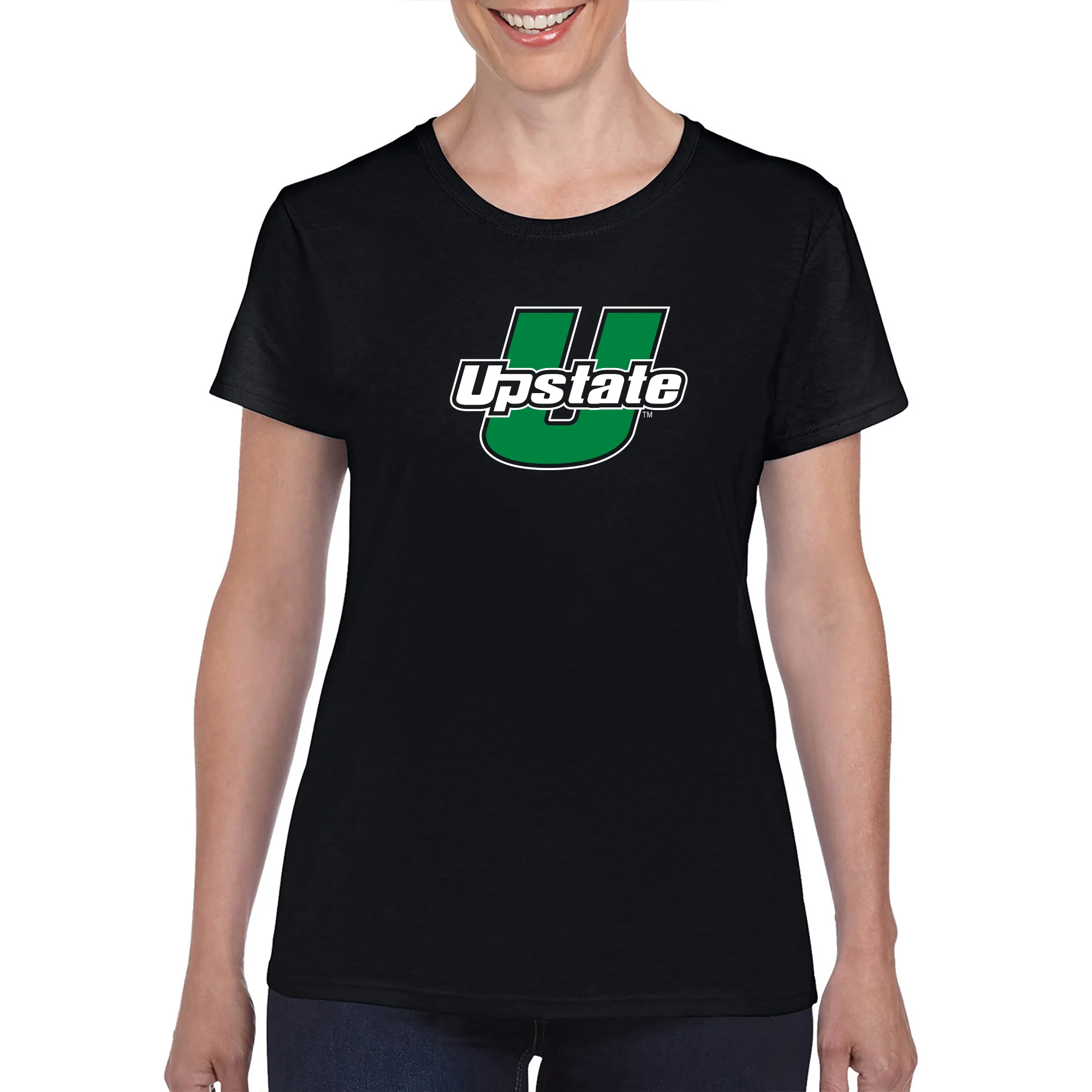 University of South Carolina Upstate Spartans Primary Logo Womens T-Shirt - Black - Image 2