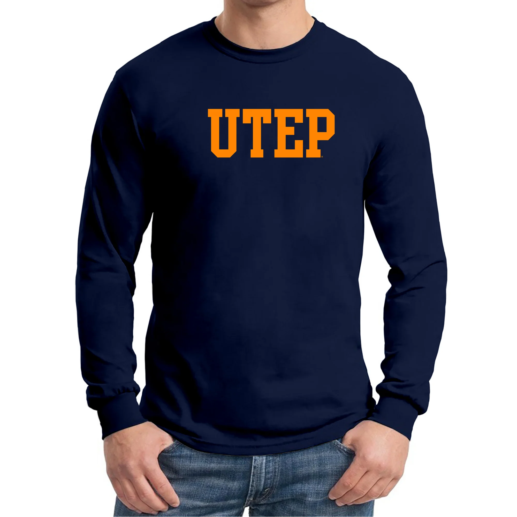 University of Texas at El Paso Miners Basic Block Long Sleeve T Shirt - Navy - Image 3