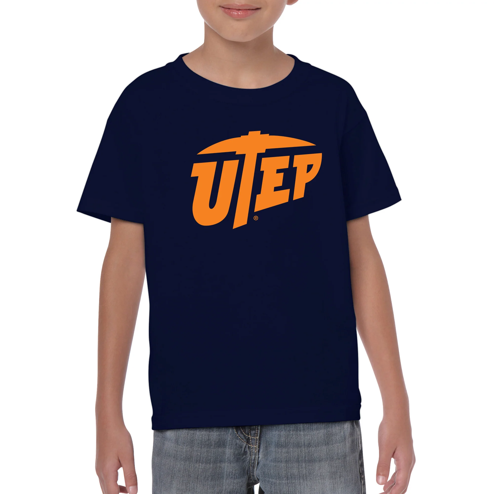 University of Texas at El Paso Miners Primary Logo Short Sleeve Youth T Shirt - Navy - Image 3