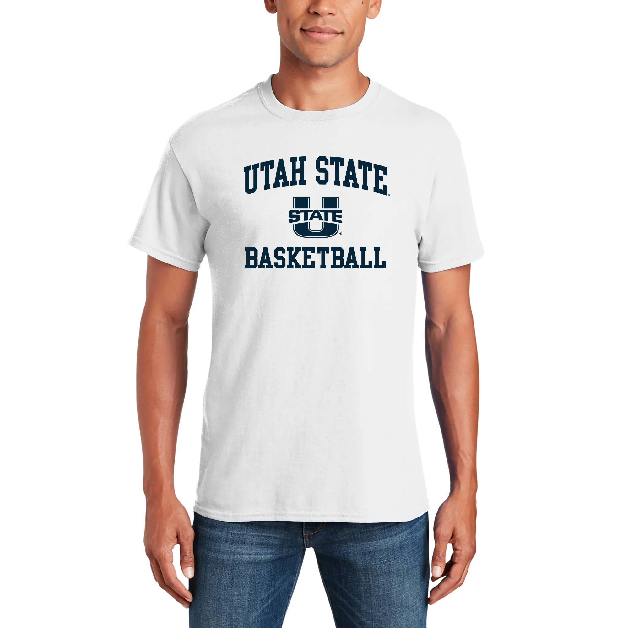 Utah State Aggies Arch Logo Basketball T-Shirt - White - Image 3
