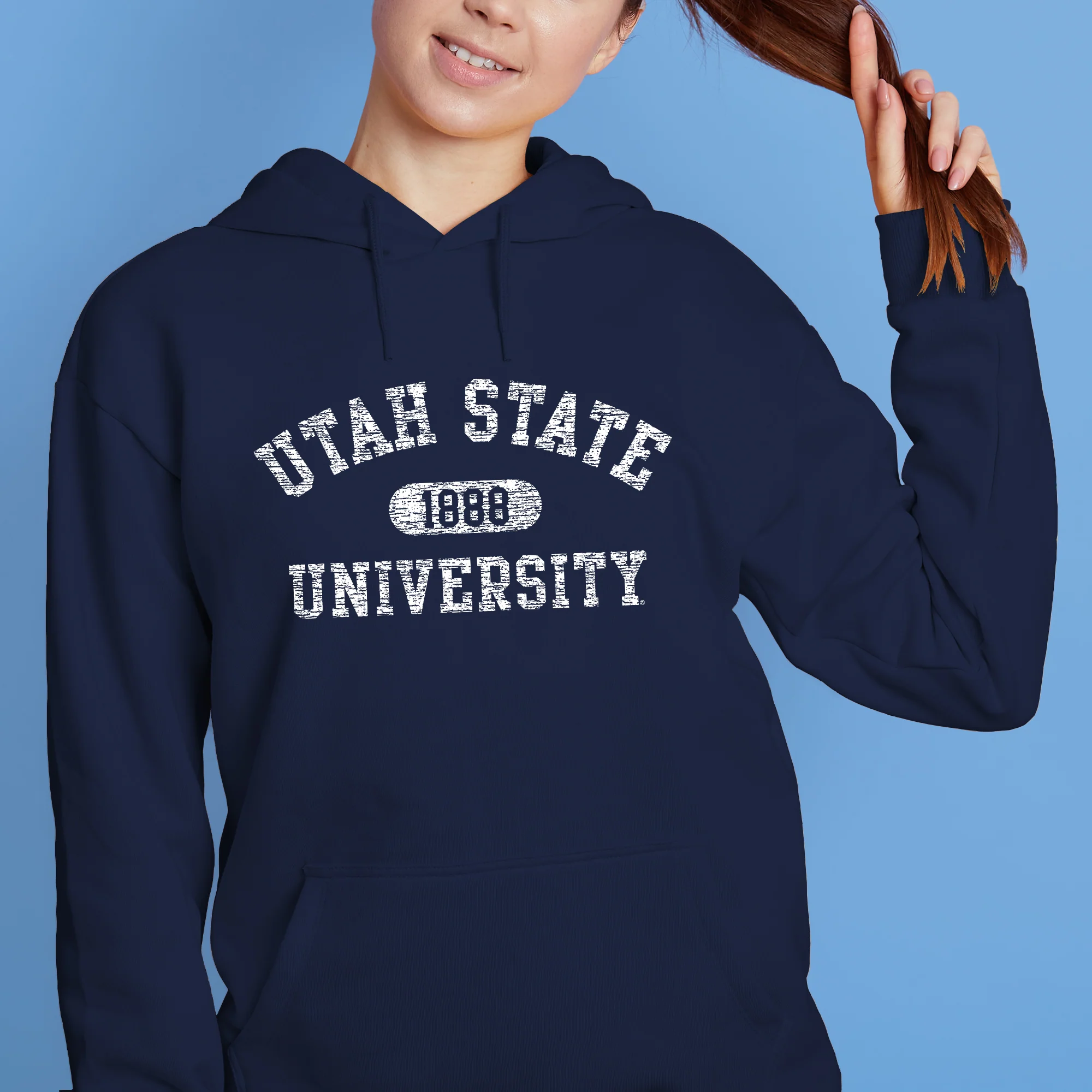 Utah State Aggies Athletic Arch Hoodie - Navy - Image 4