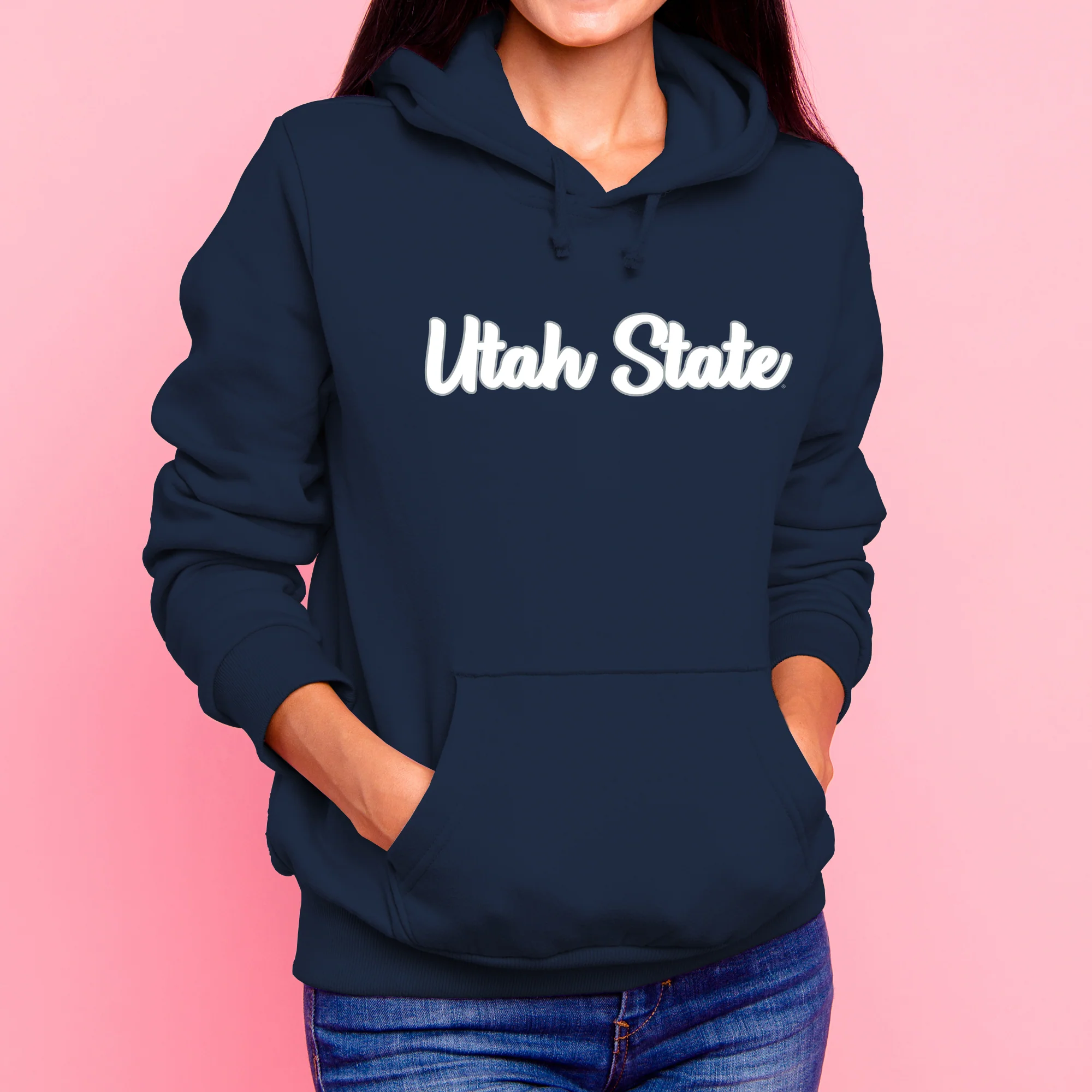Utah State Aggies Basic Script Hoodie - Navy - Image 4