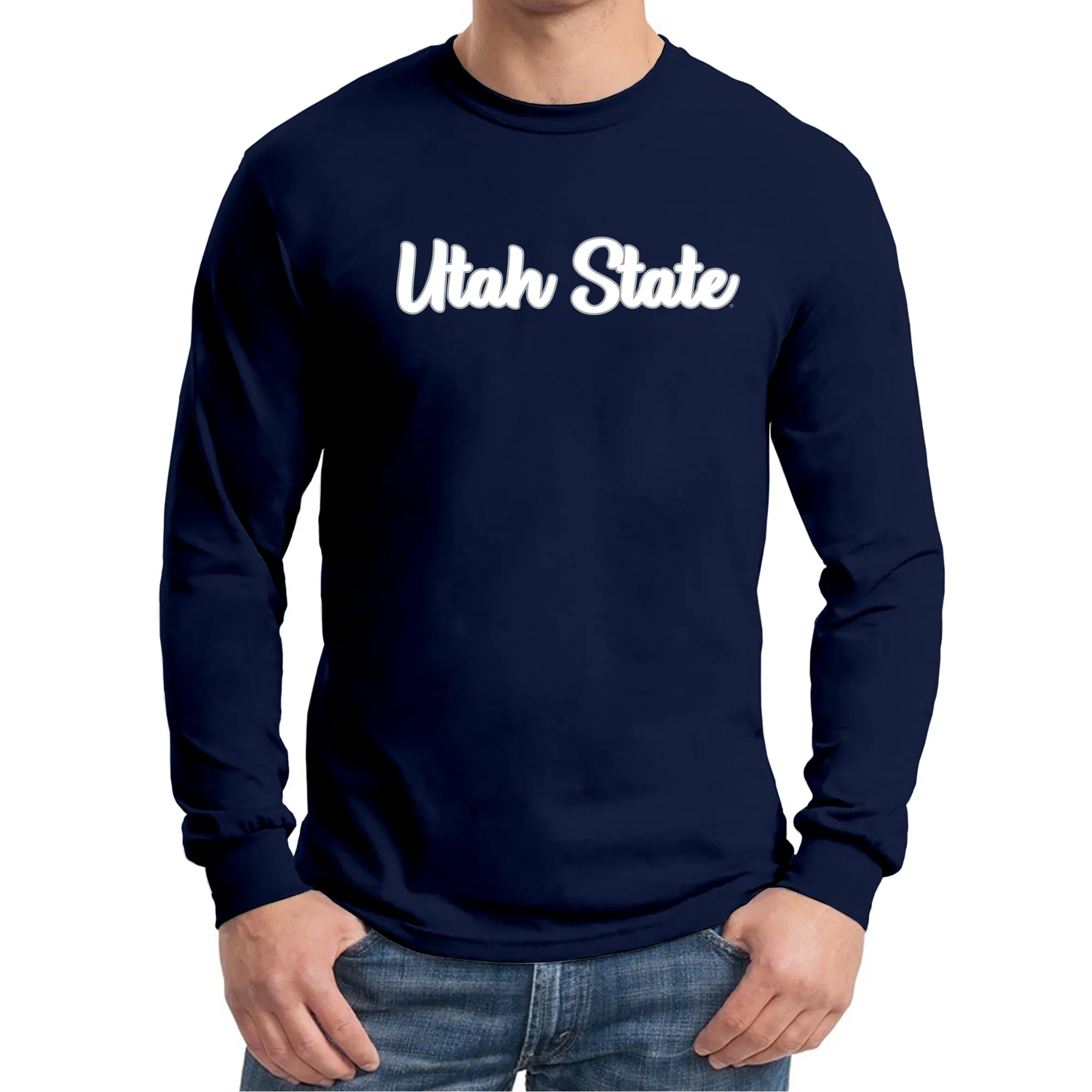 Utah State Aggies Basic Script Long Sleeve - Navy - Image 3