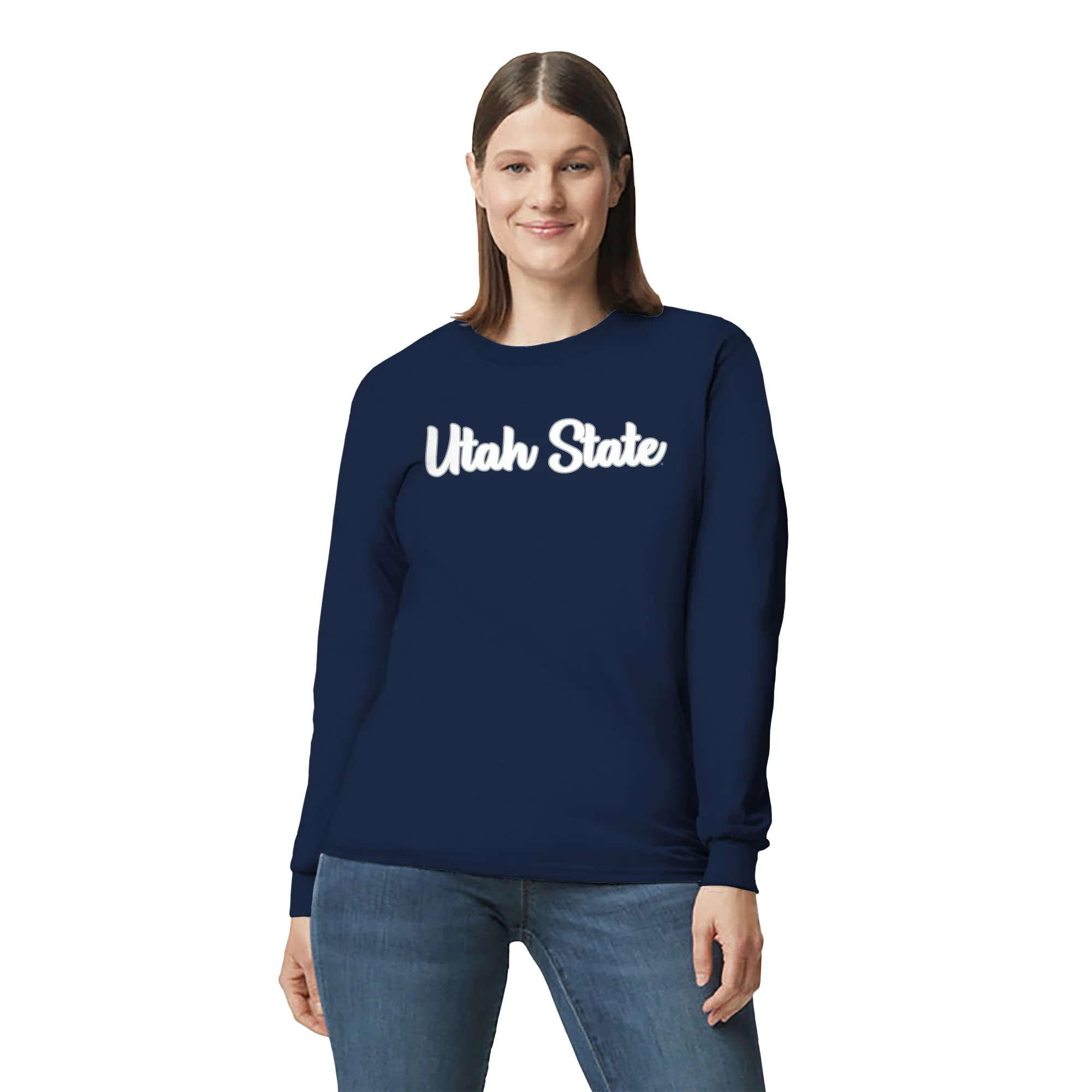 Utah State Aggies Basic Script Long Sleeve - Navy - Image 4
