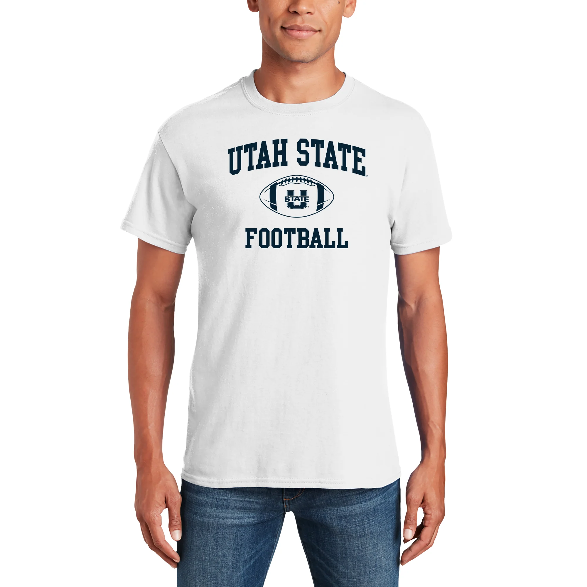Utah State Aggies Classic Football Arch T-Shirt - White - Image 3