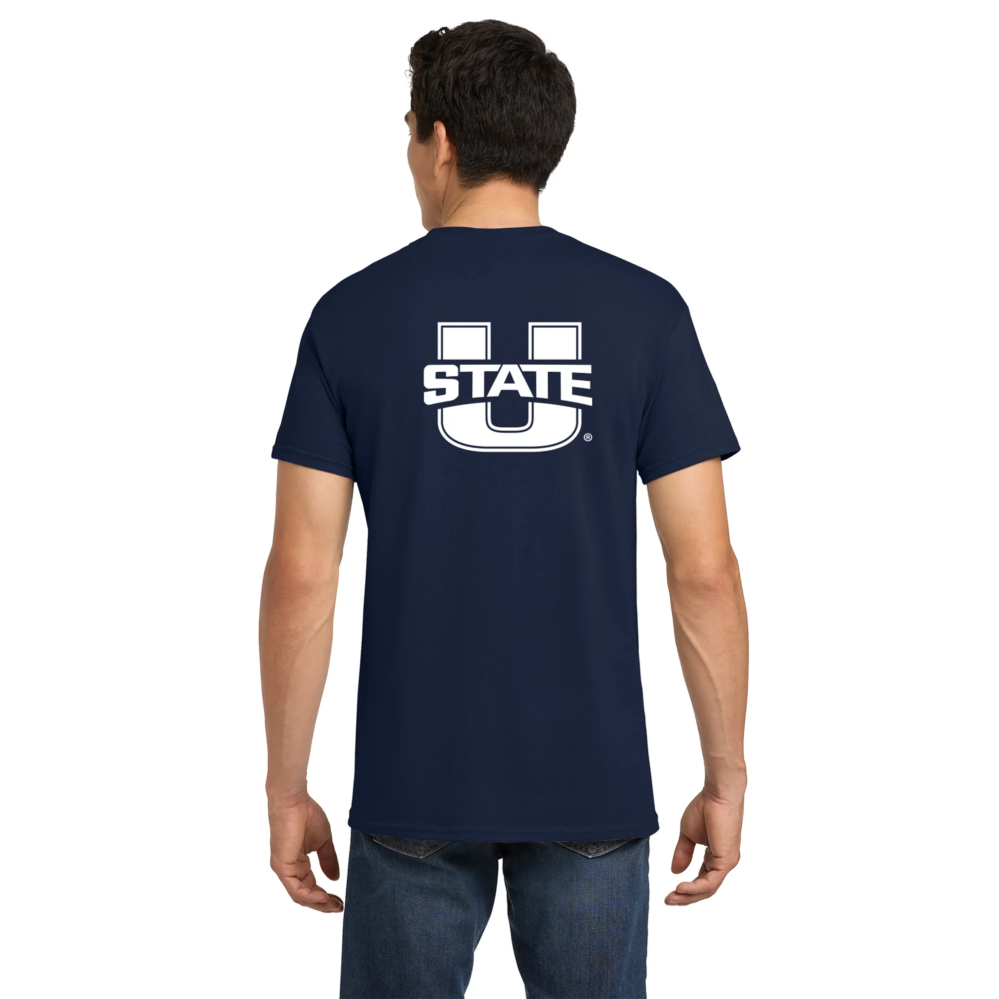 Utah State Aggies Front Back Print T-Shirt - Navy - Image 5