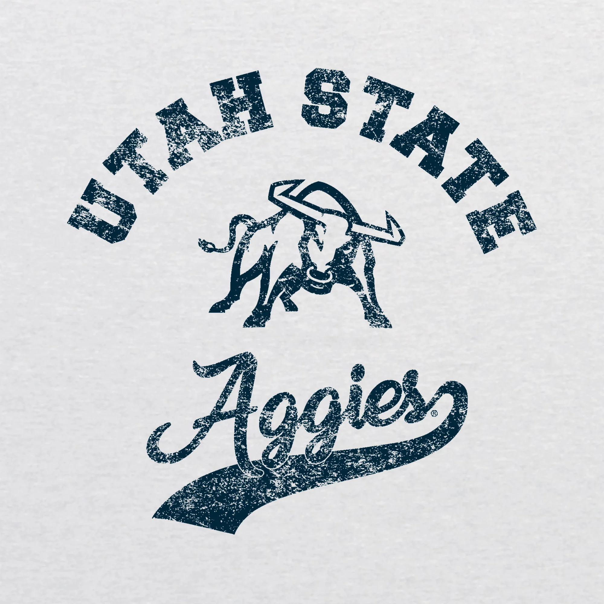 Utah State Aggies Retro Script NLA Triblend T-Shirt - Heather White - Image 2