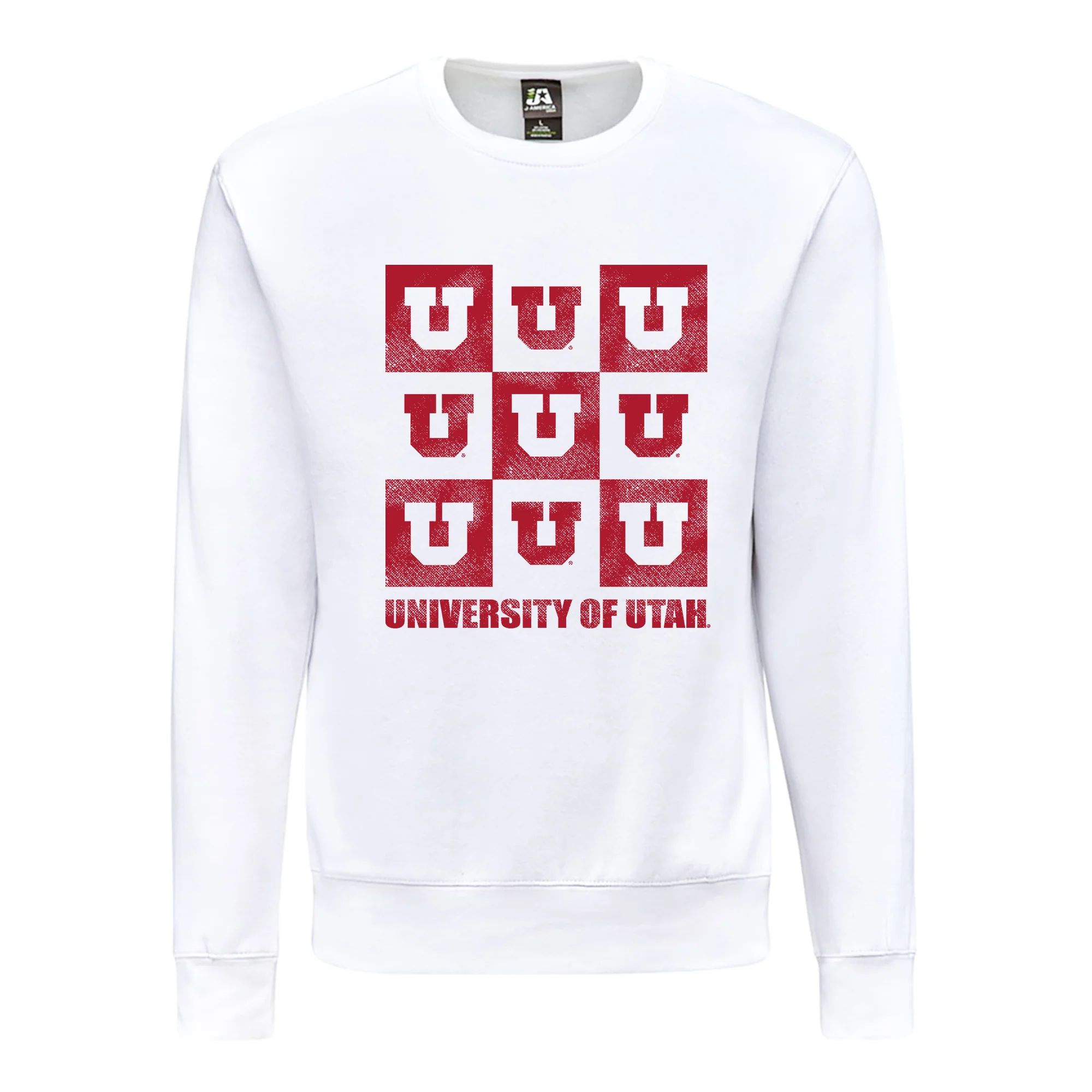 Utah Utes Checkerbox JA BTB Crewneck - White