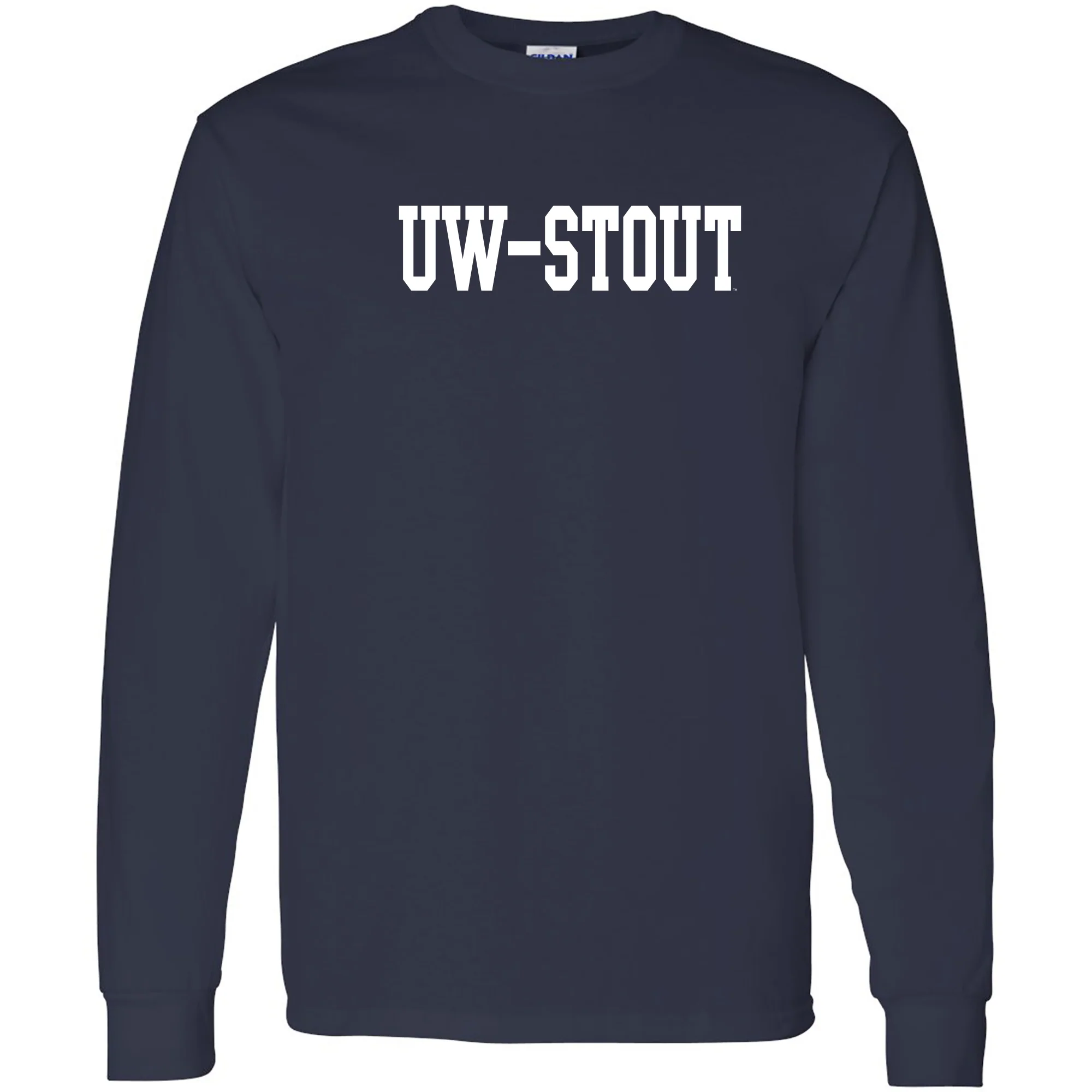 UW-Stout Basic Block Long Sleeve - Navy