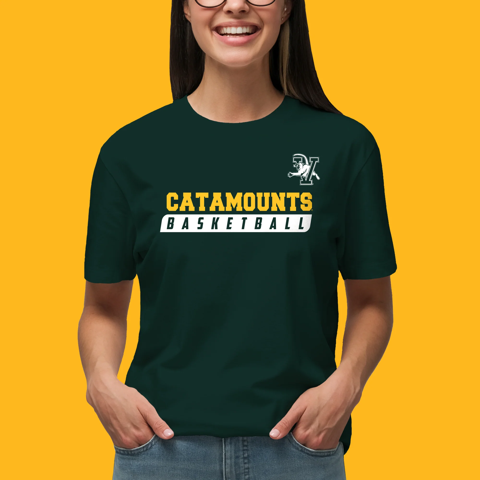 Vermont Basketball Slant T-Shirt - Forest - Image 4