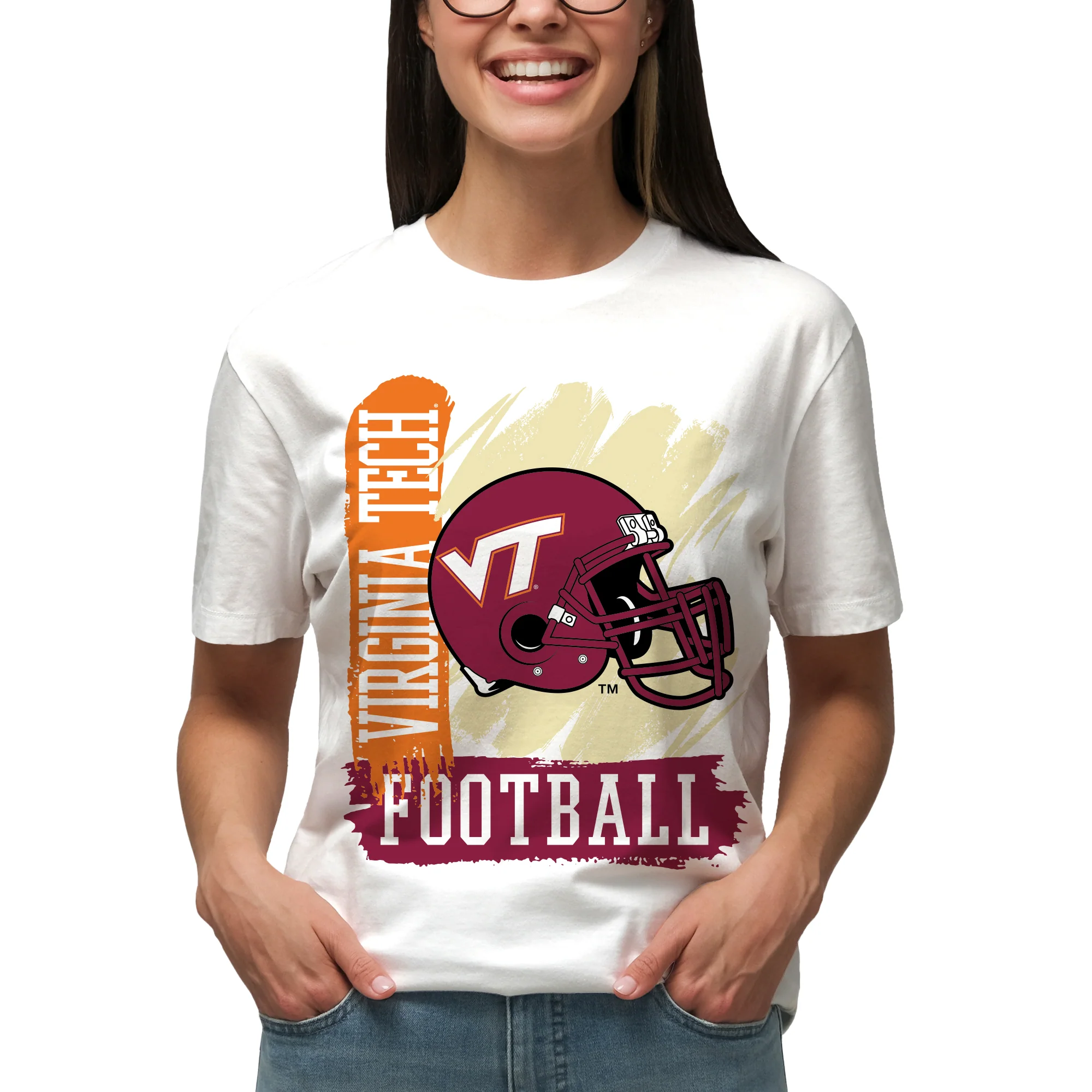 Virginia Tech 90s Big Print T-Shirt - White - Image 4