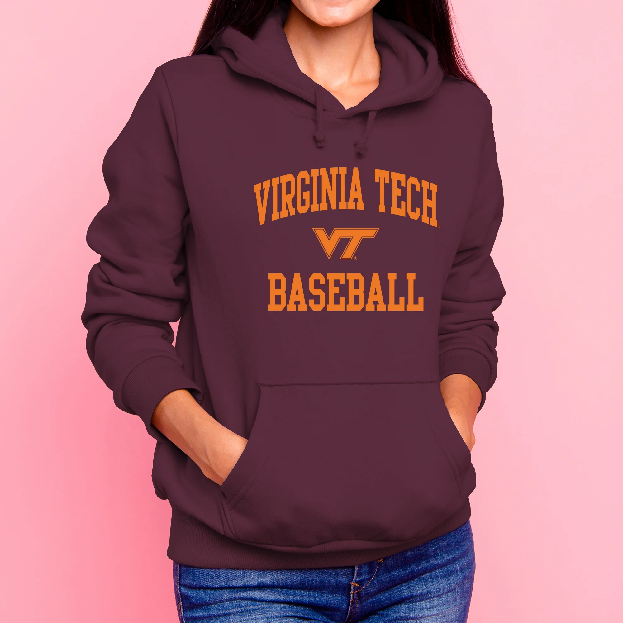 Virginia Tech Arch Logo Baseball Hoodie - Maroon - Image 4