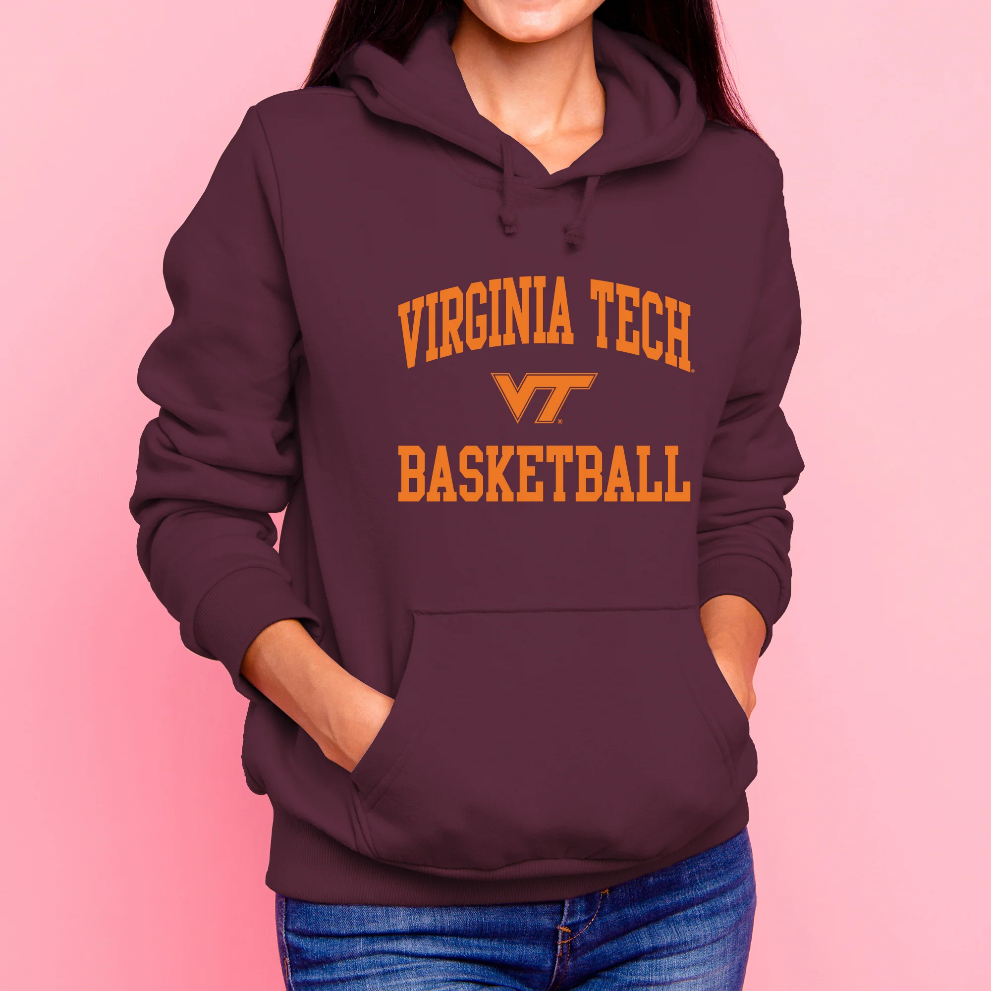 Virginia Tech Arch Logo Basketball Hoodie - Maroon - Image 4