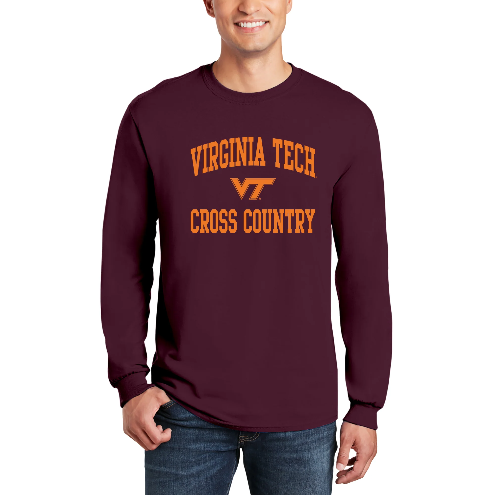 Virginia Tech Arch Logo Cross Country Long Sleeve - Maroon - Image 3