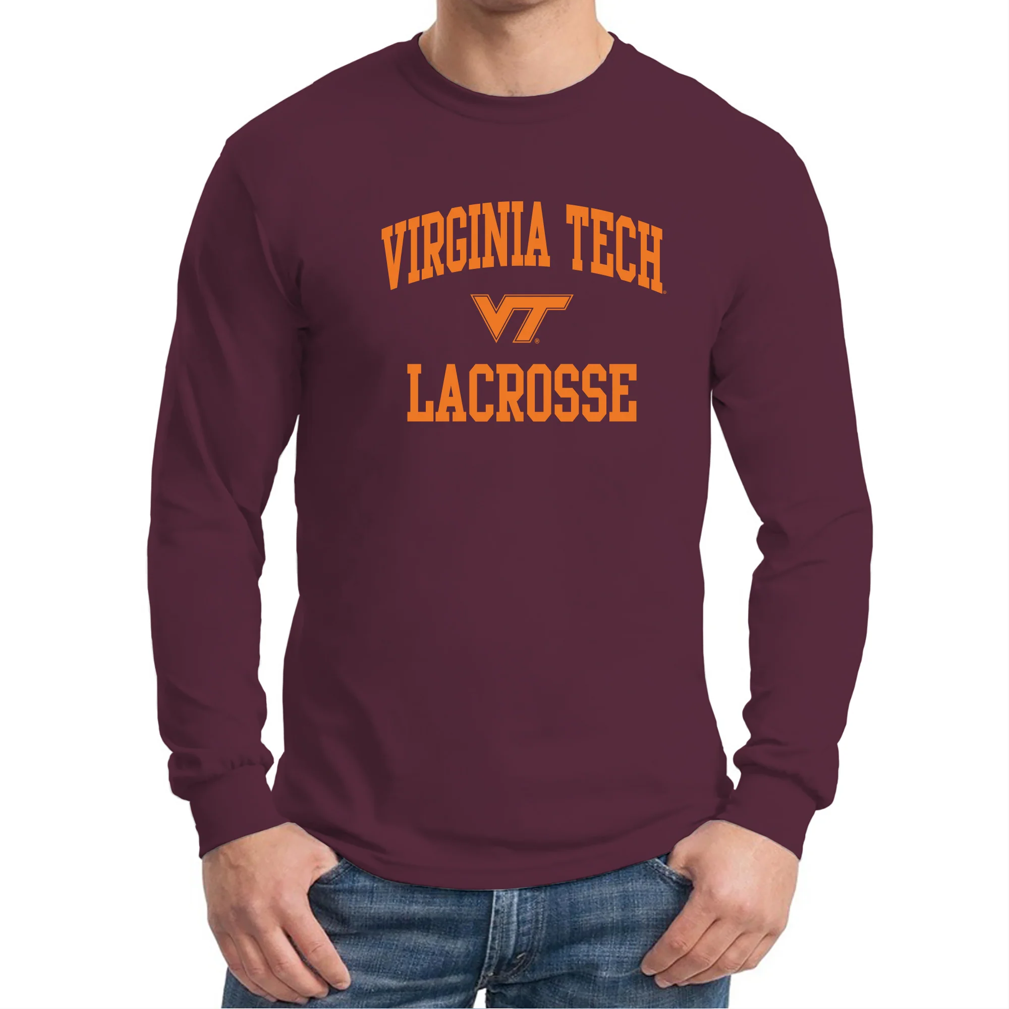 Virginia Tech Arch Logo Lacrosse Long Sleeve - Maroon - Image 3