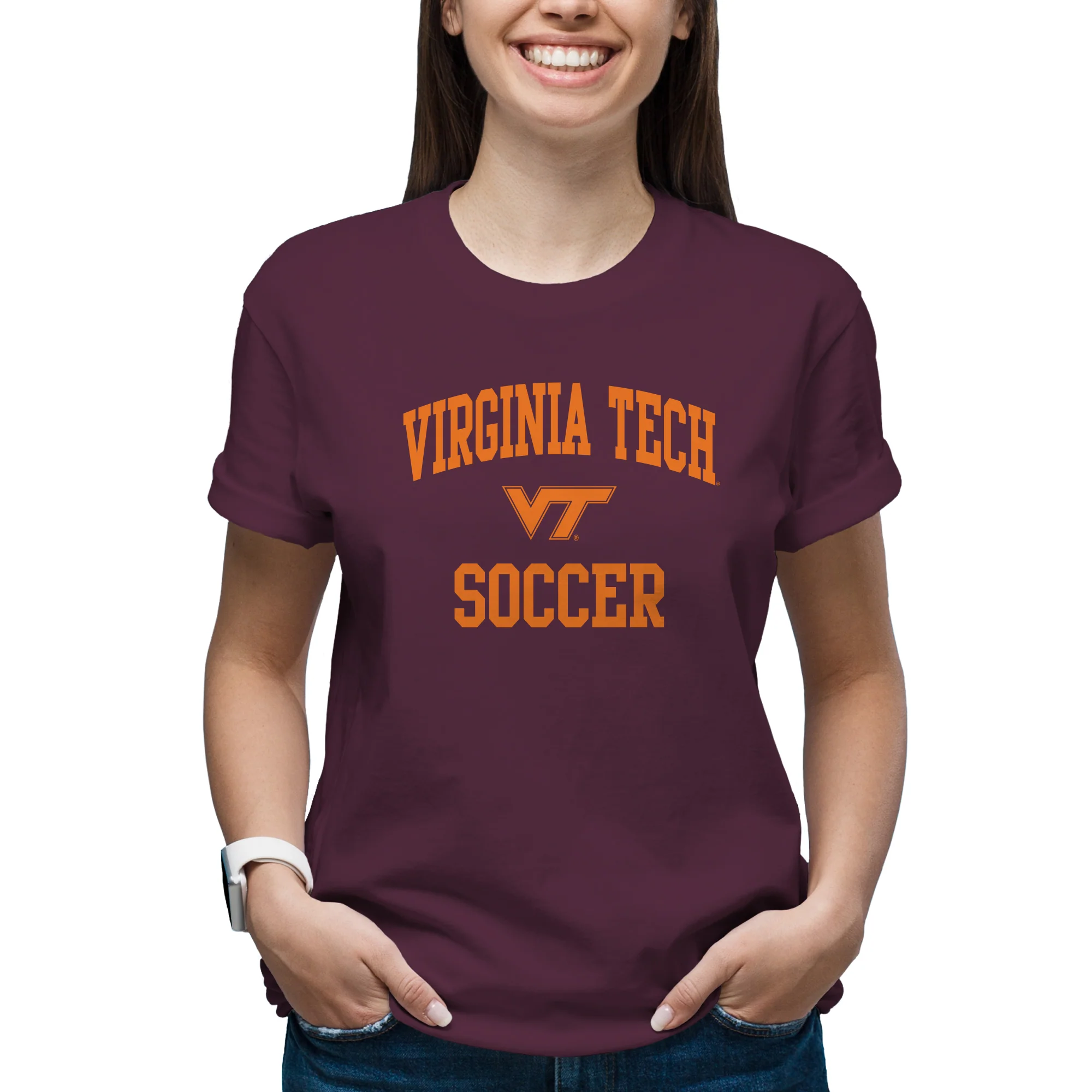 Virginia Tech Arch Logo Soccer T-Shirt - Maroon - Image 4