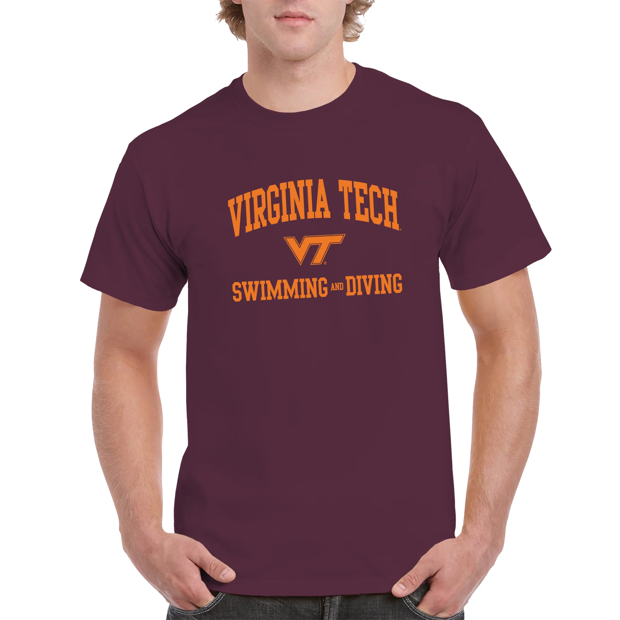 Virginia Tech Arch Logo Swimming & Diving T-Shirt - Maroon - Image 3