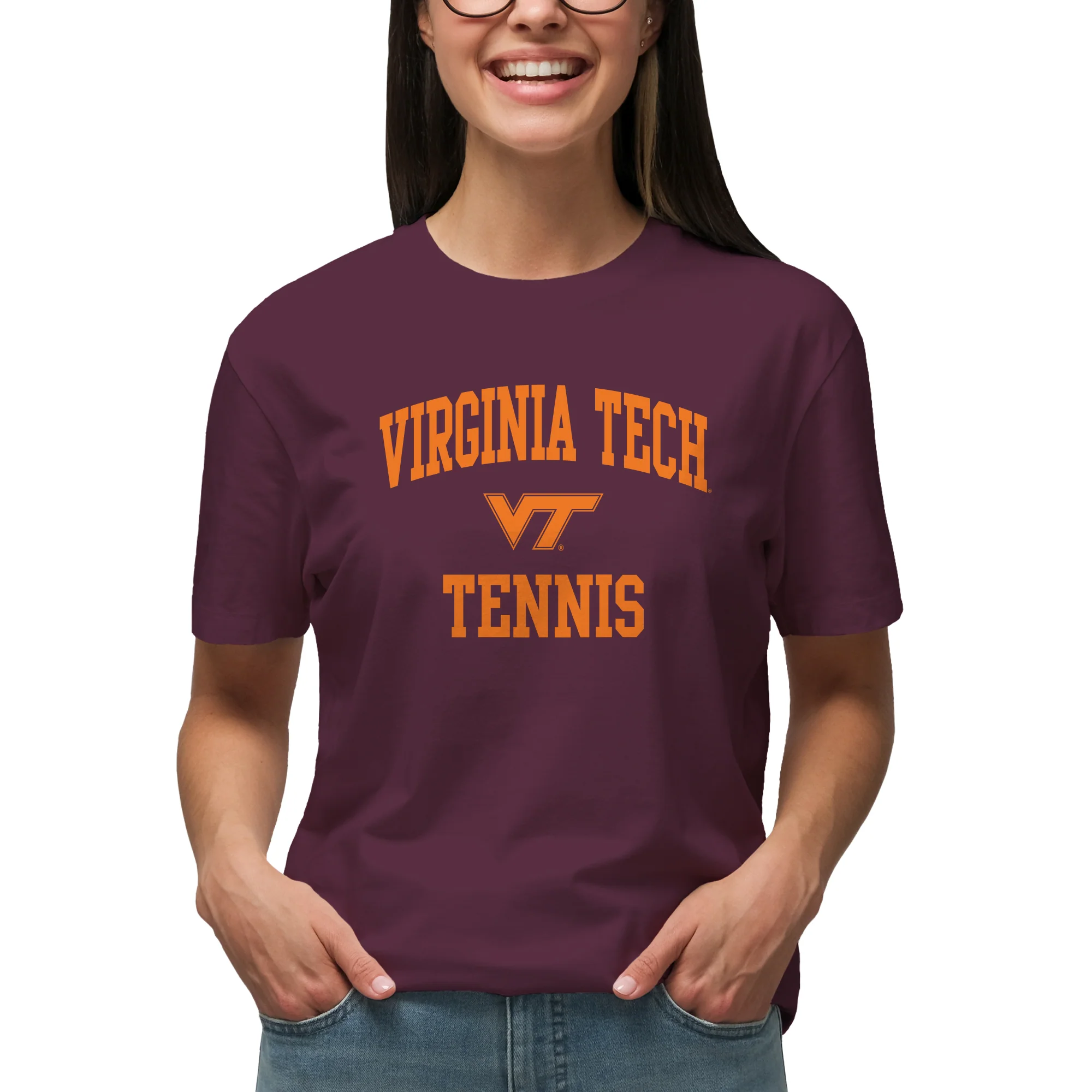 Virginia Tech Arch Logo Tennis T-Shirt - Maroon - Image 4
