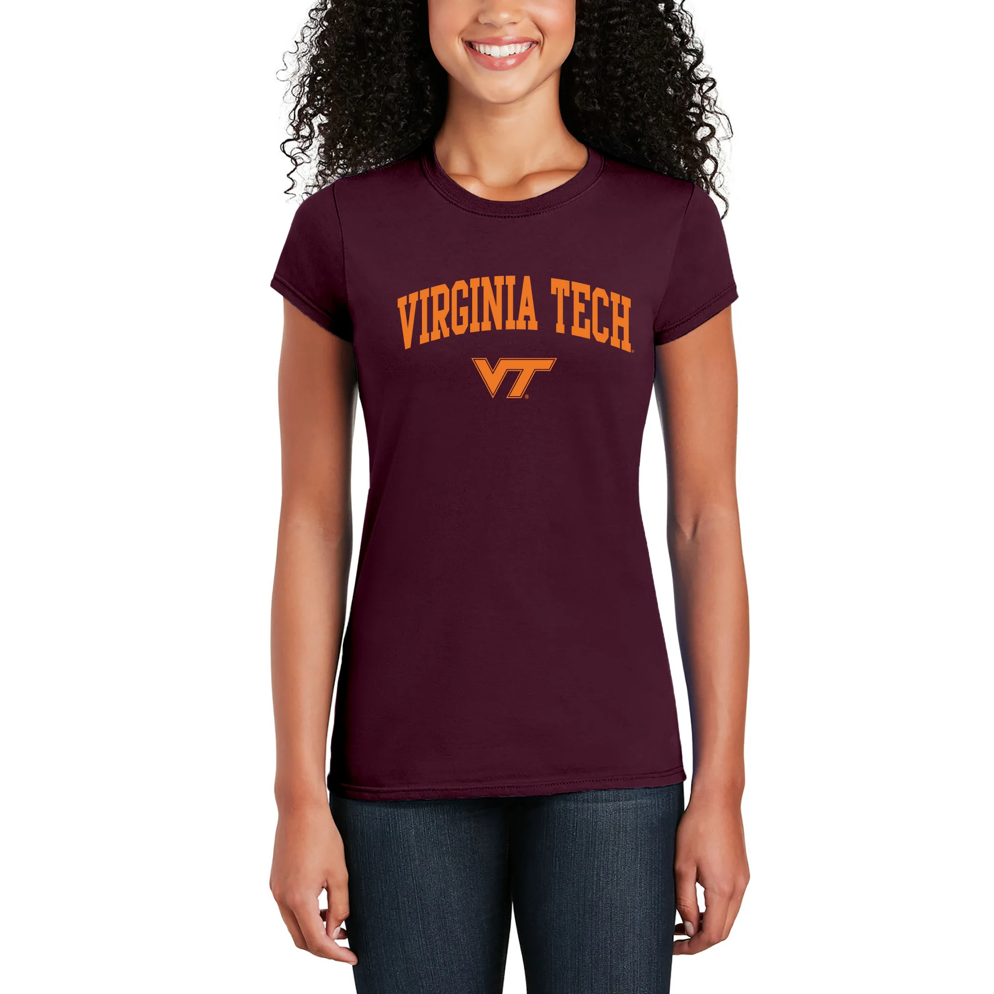 Virginia Tech Arch Logo Womens T-Shirt - Maroon - Image 4