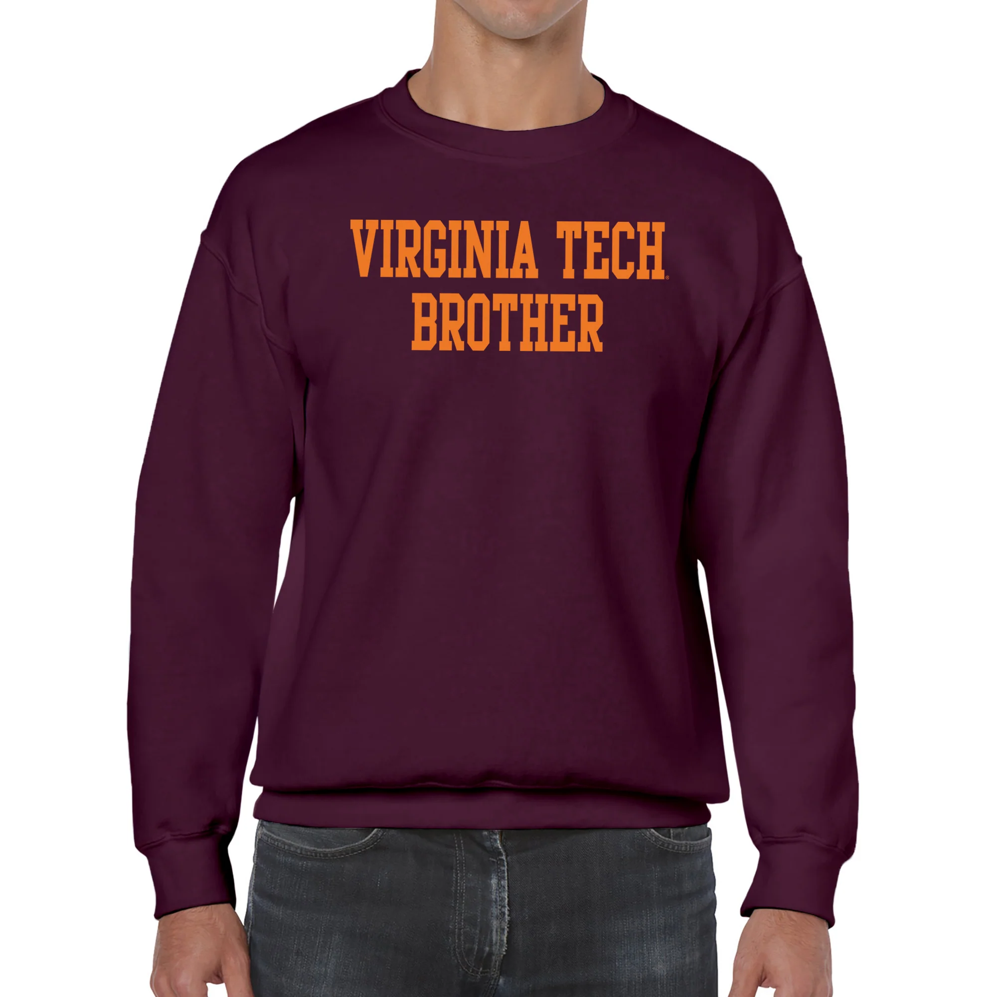 Virginia Tech Basic Block Brother Crewneck Sweatshirt - Maroon - Image 3
