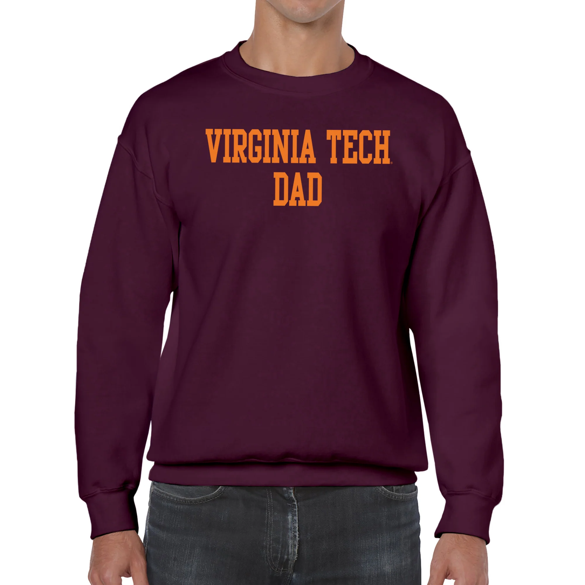 Virginia Tech Basic Block Dad Crewneck Sweatshirt - Maroon - Image 3