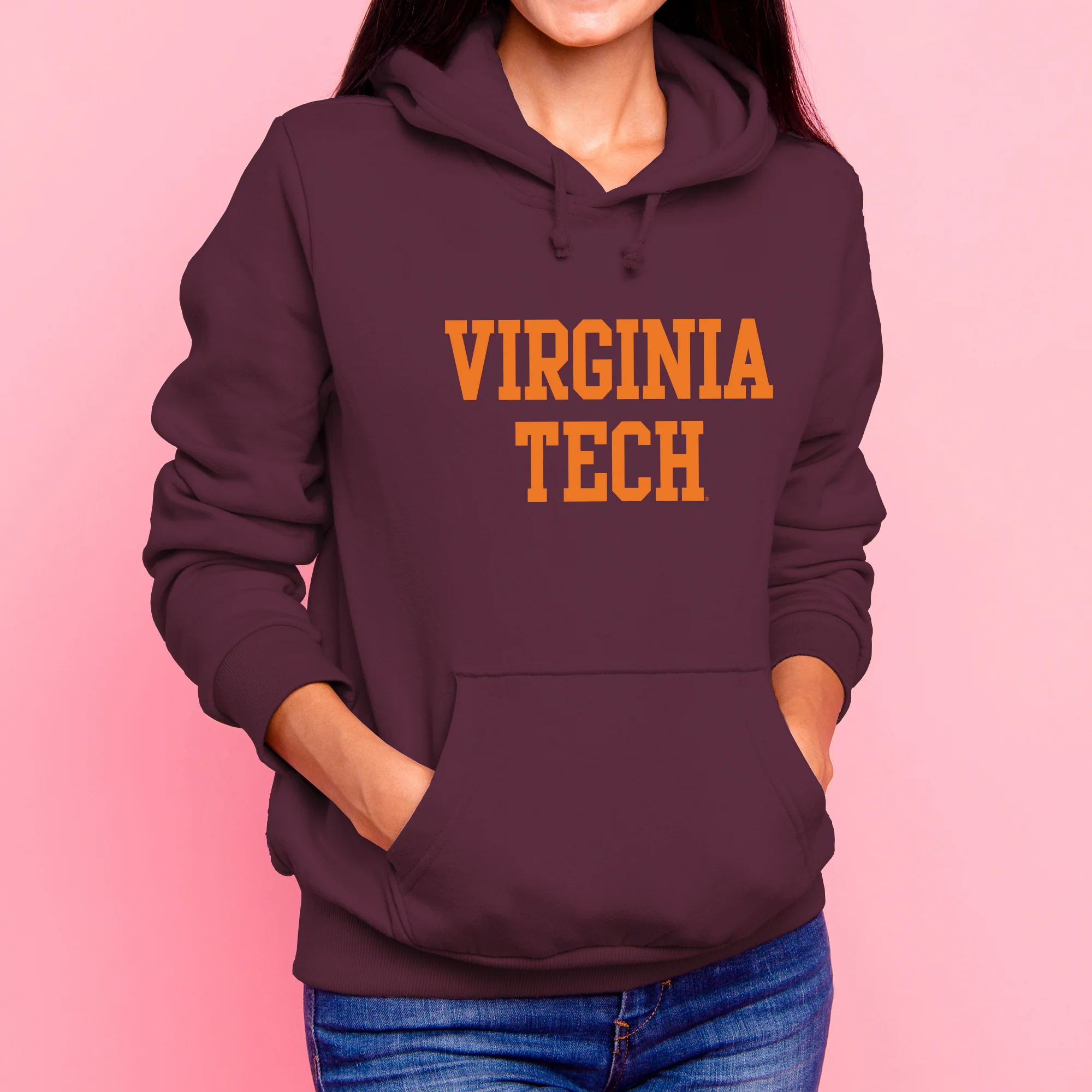 Virginia Tech Basic Block Hoodie - Maroon - Image 4