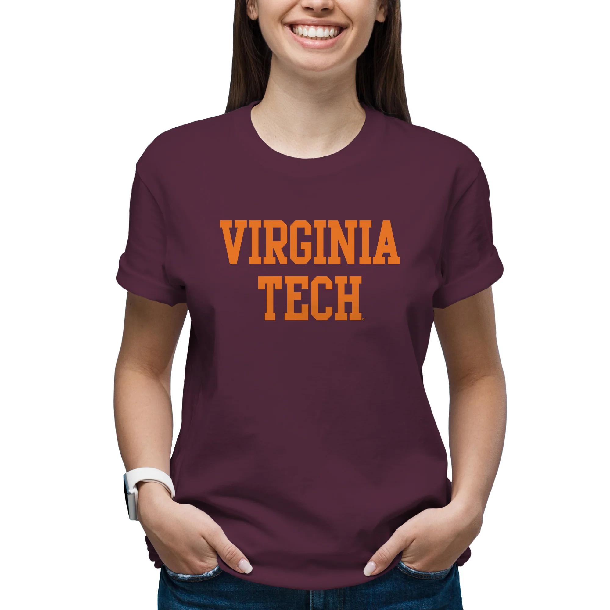 Virginia Tech Basic Block T-Shirt - Maroon - Image 4