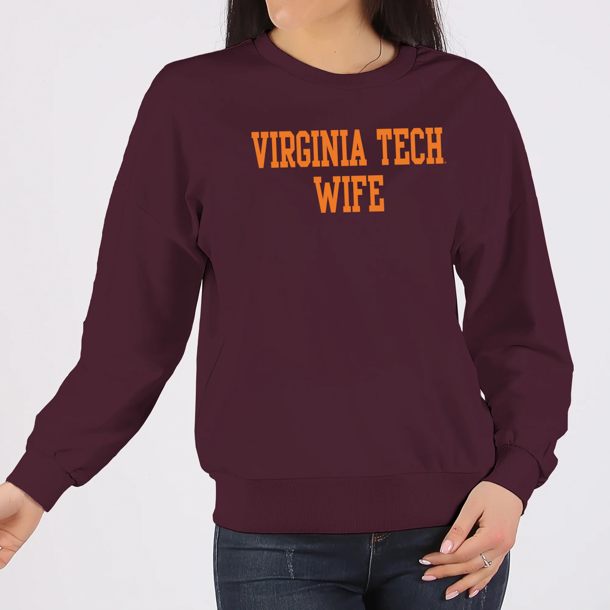 Virginia Tech Basic Block Wife Crewneck Sweatshirt - Maroon - Image 3