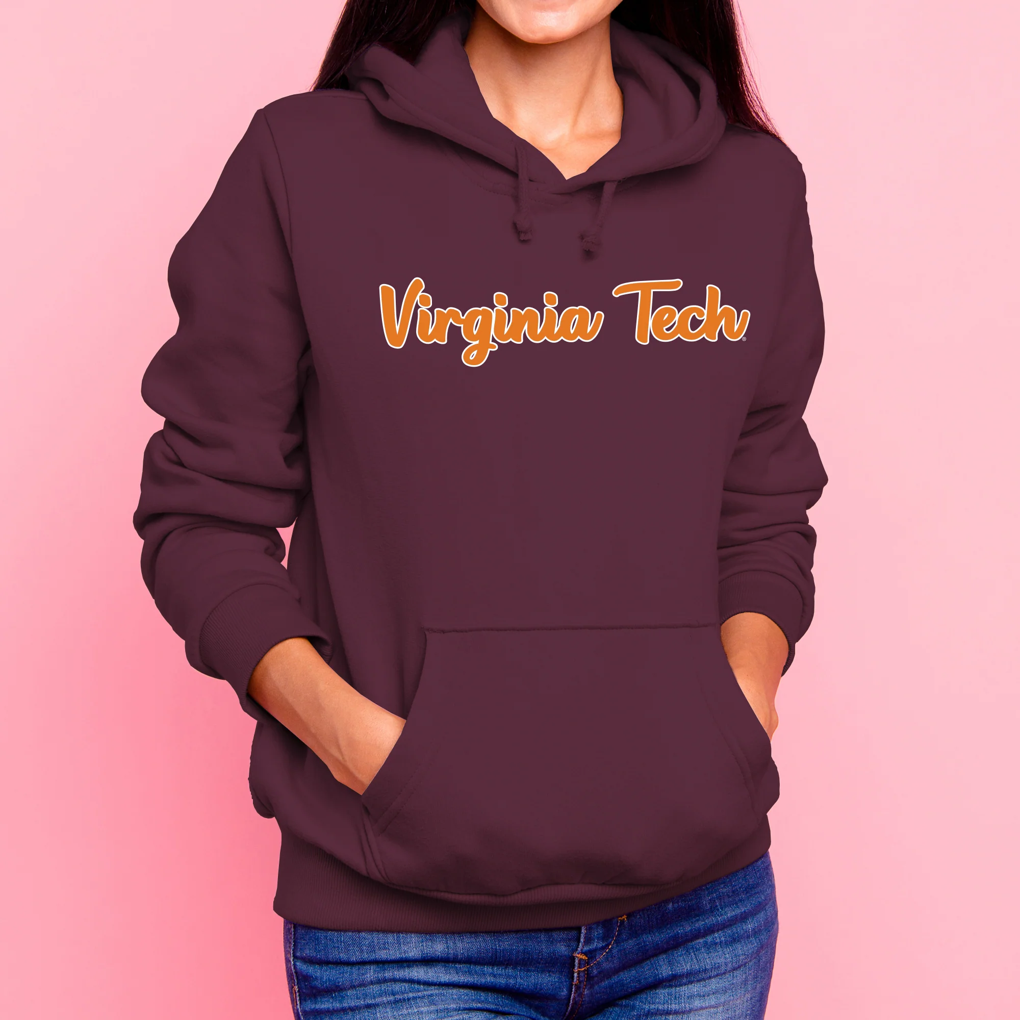 Virginia Tech Basic Script Hoodie - Maroon - Image 4