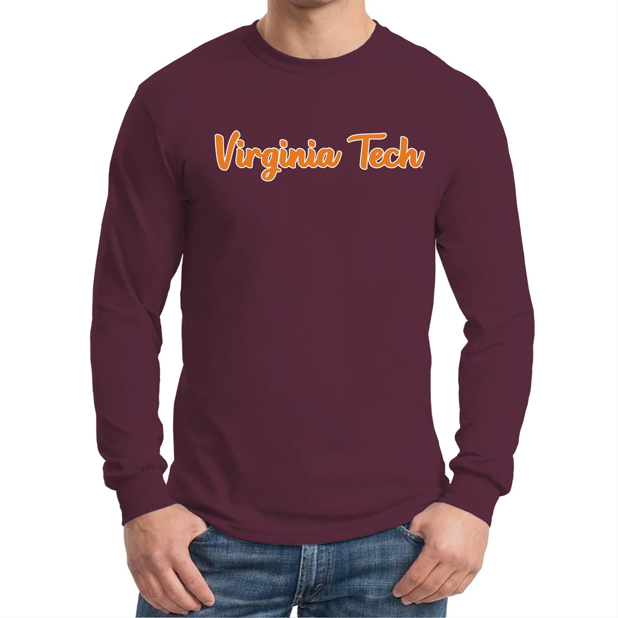 Virginia Tech Basic Script Long Sleeve - Maroon - Image 3