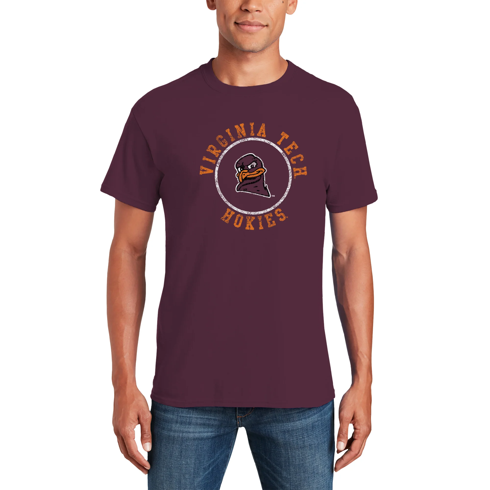 Virginia Tech Distressed Circle Logo T-Shirt - Maroon - Image 3