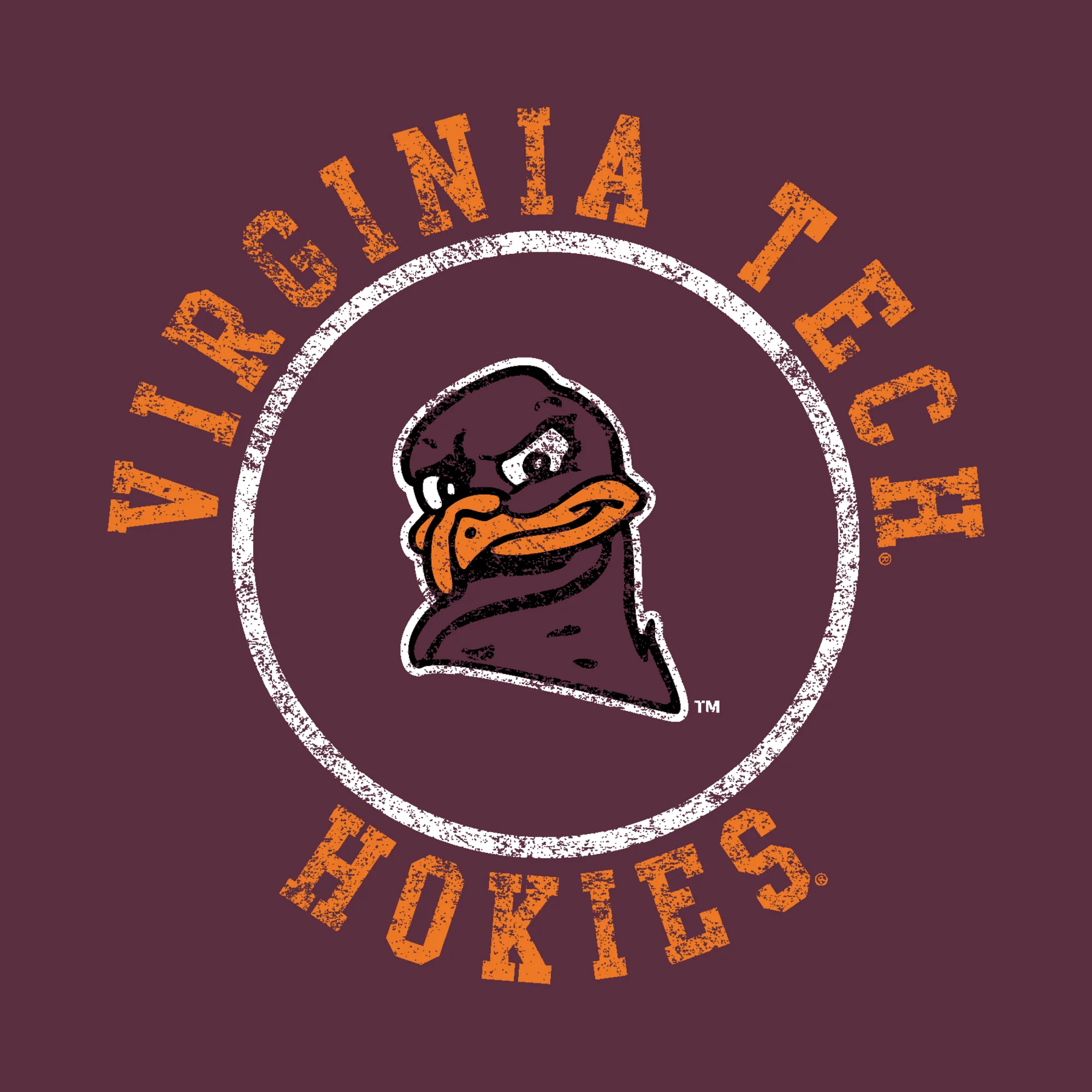 Virginia Tech Distressed Circle Logo Womens T-Shirt - Maroon - Image 2