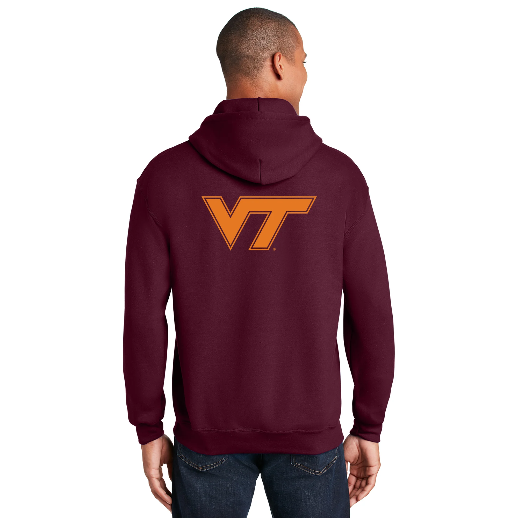 Virginia Tech Front Back Print Hoodie - Maroon - Image 5