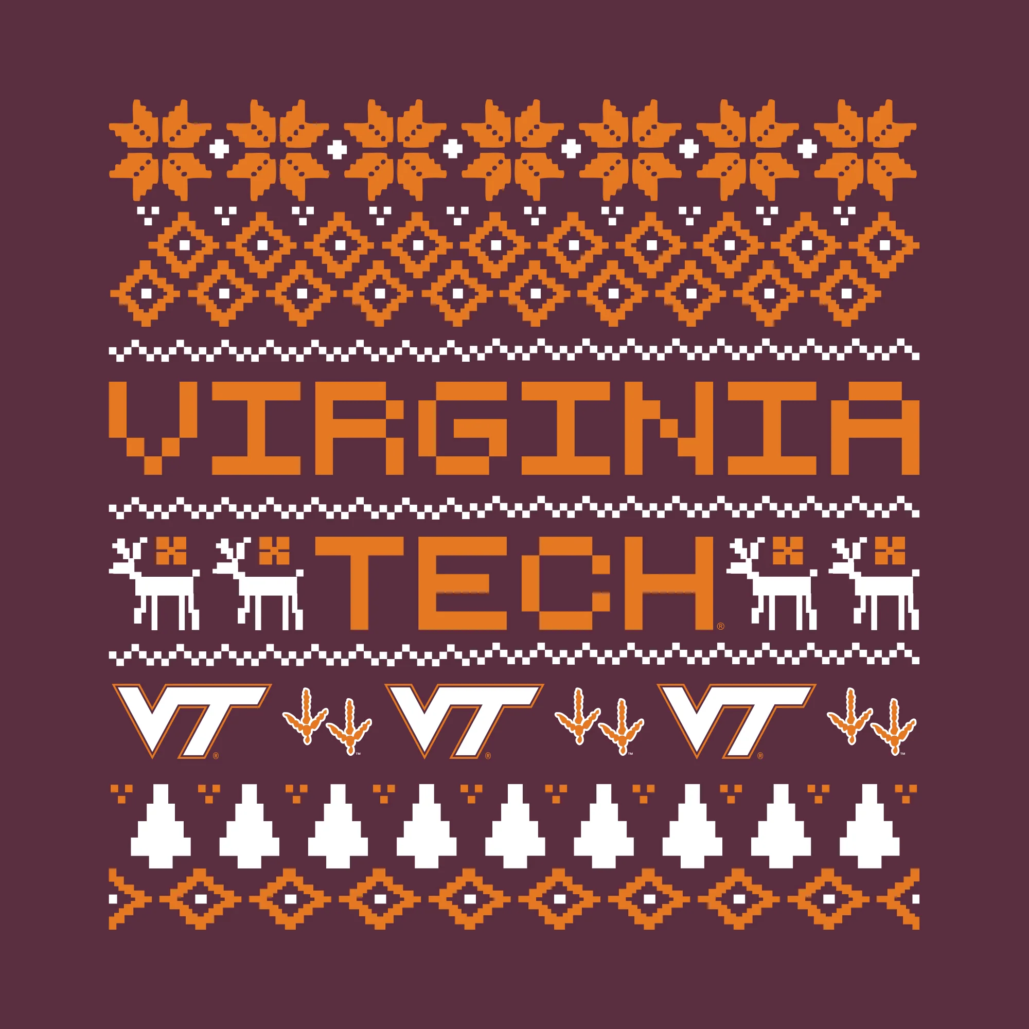Virginia Tech Holiday Sweater Crewneck Sweatshirt - Maroon - Image 2