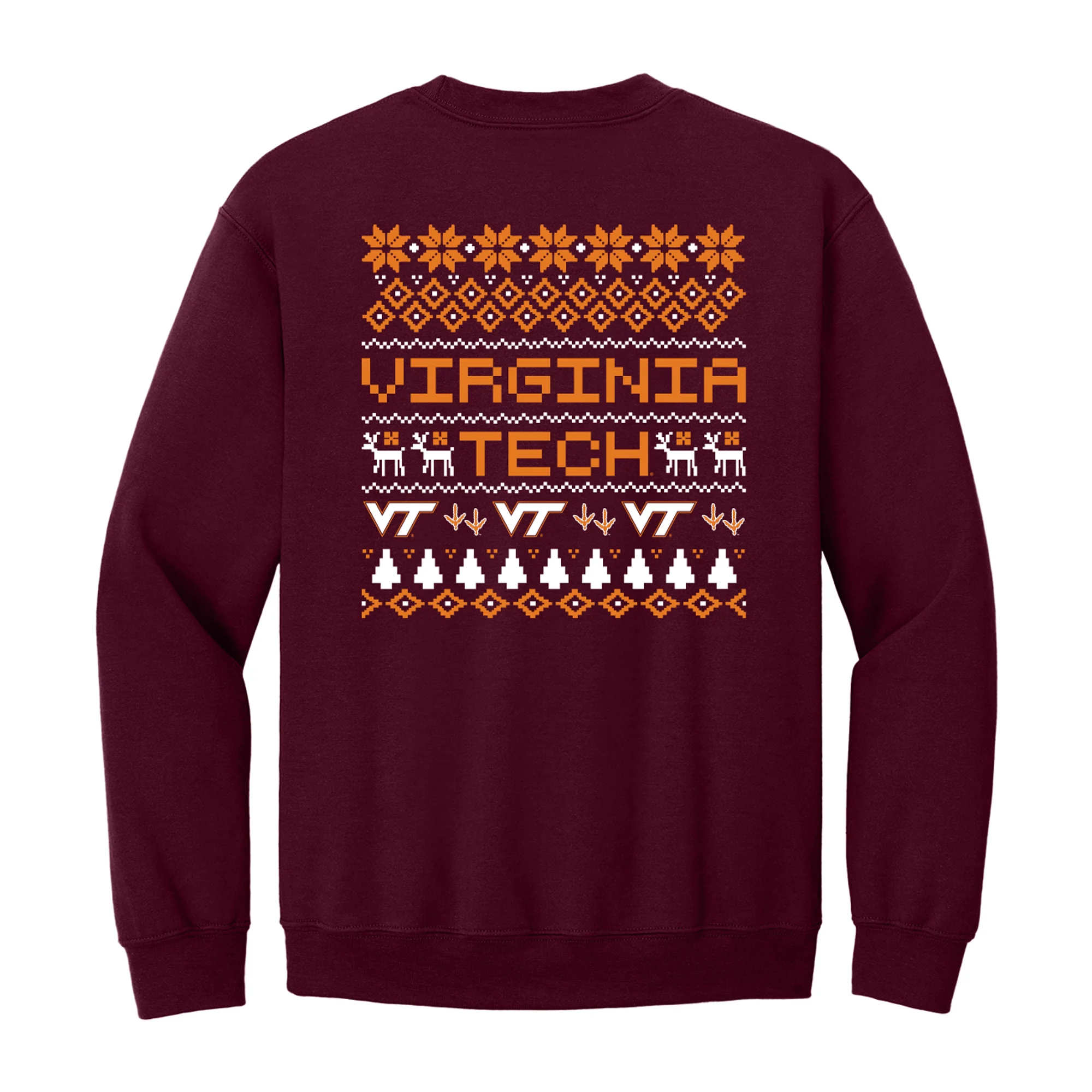 Virginia Tech Holiday Sweater Crewneck Sweatshirt - Maroon - Image 3