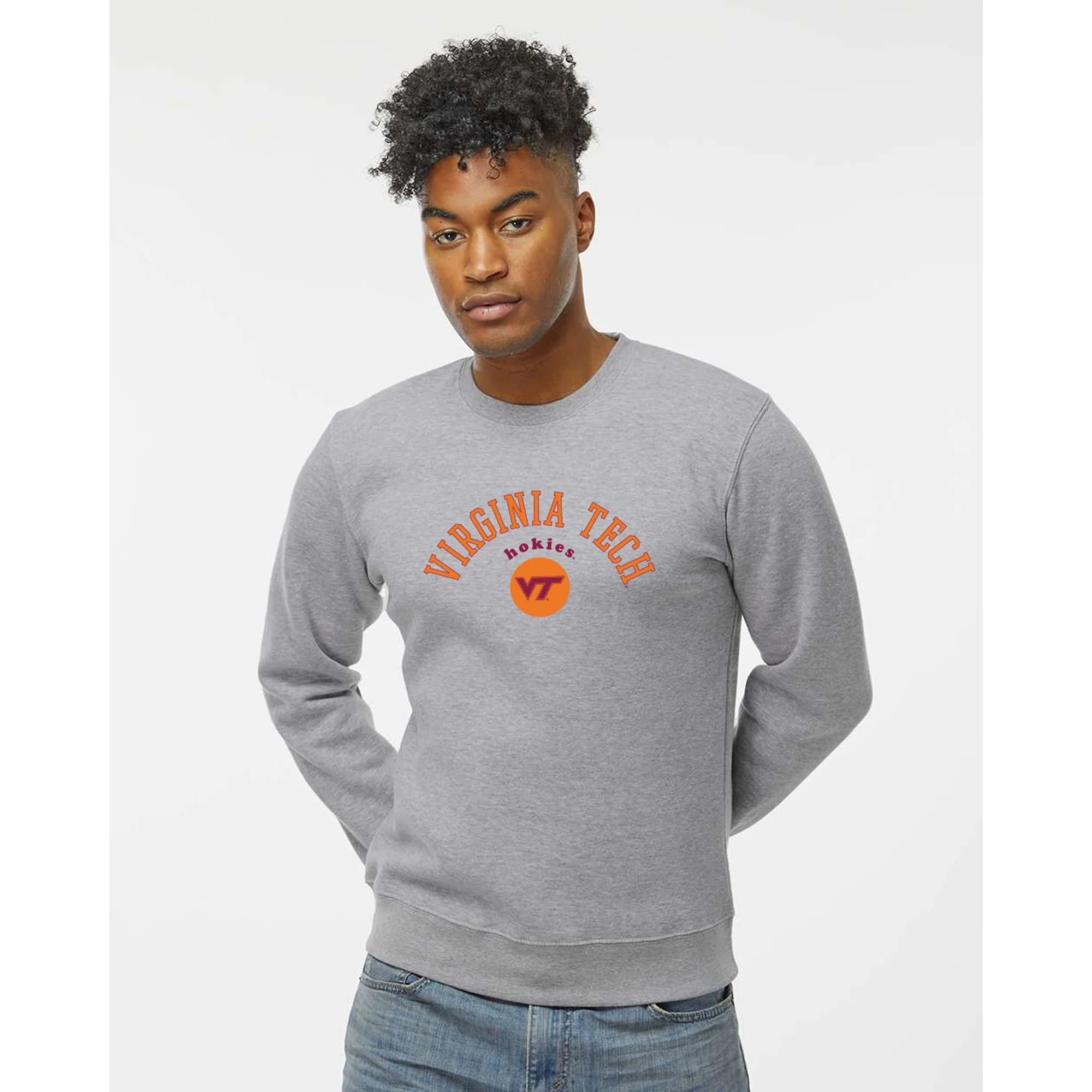 Virginia Tech Old School Slam JA BTB Fleece Crewneck - Oxford - Image 3