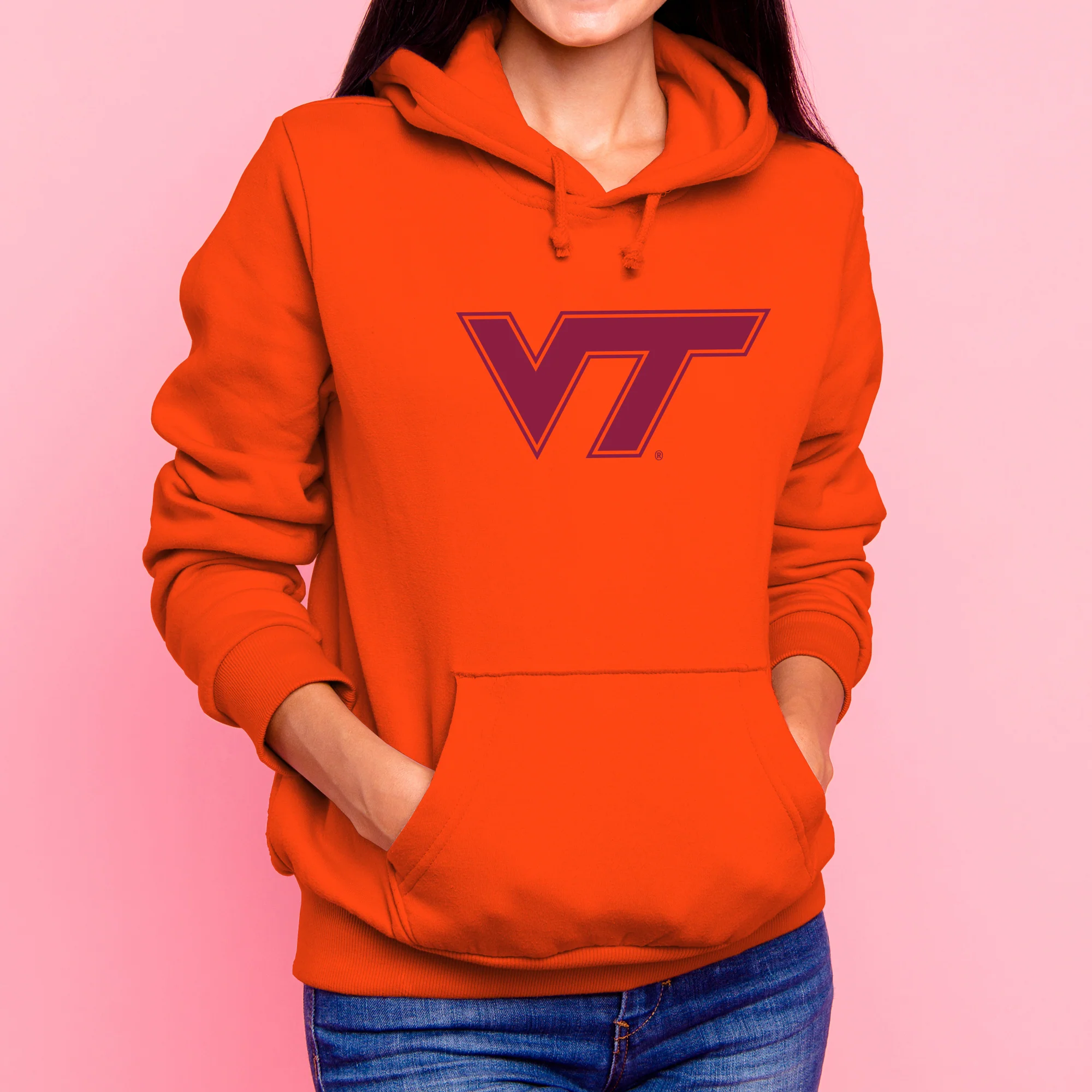 Virginia Tech Primary Logo Hoodie - Orange - Image 4