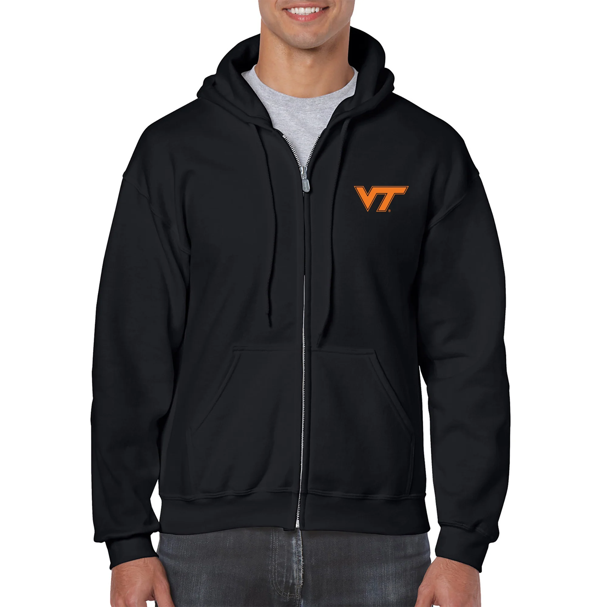 Virginia Tech Primary Logo LC Zip Hoodie - Black - Image 3