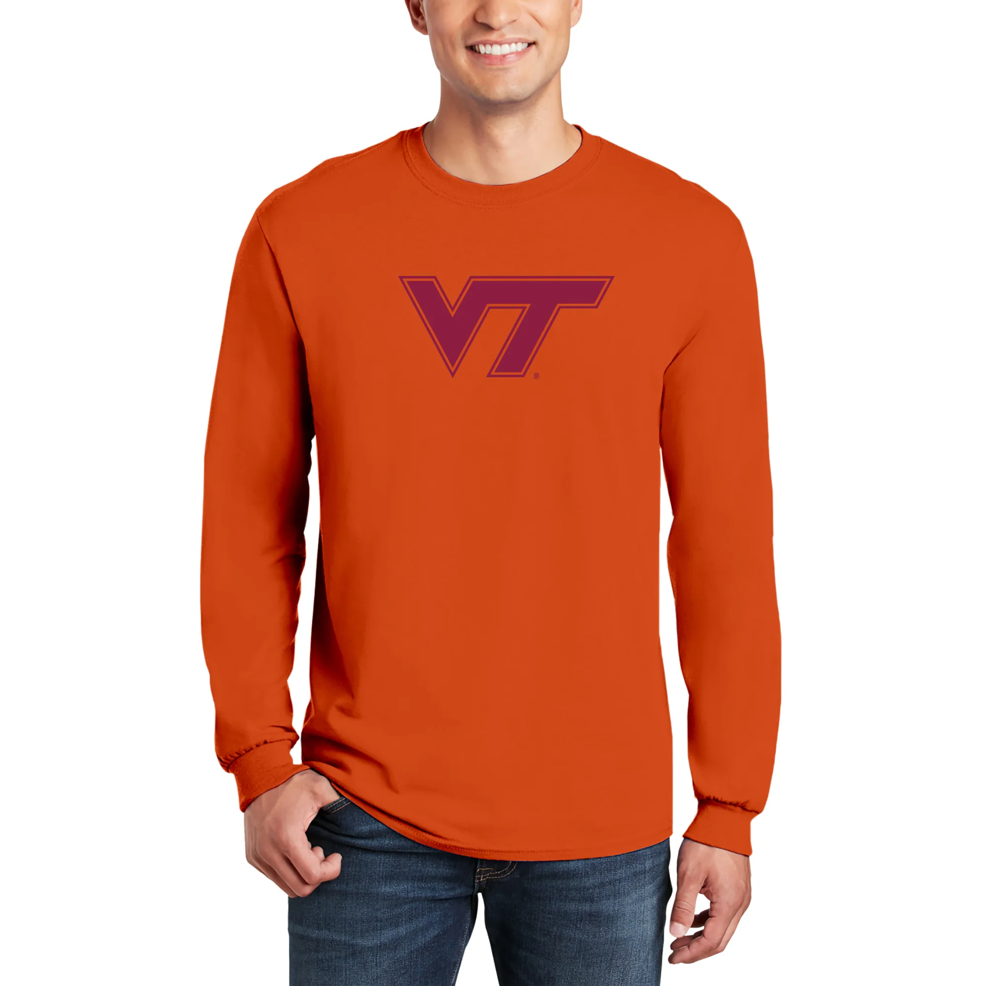 Virginia Tech Primary Logo Long Sleeve - Orange - Image 3