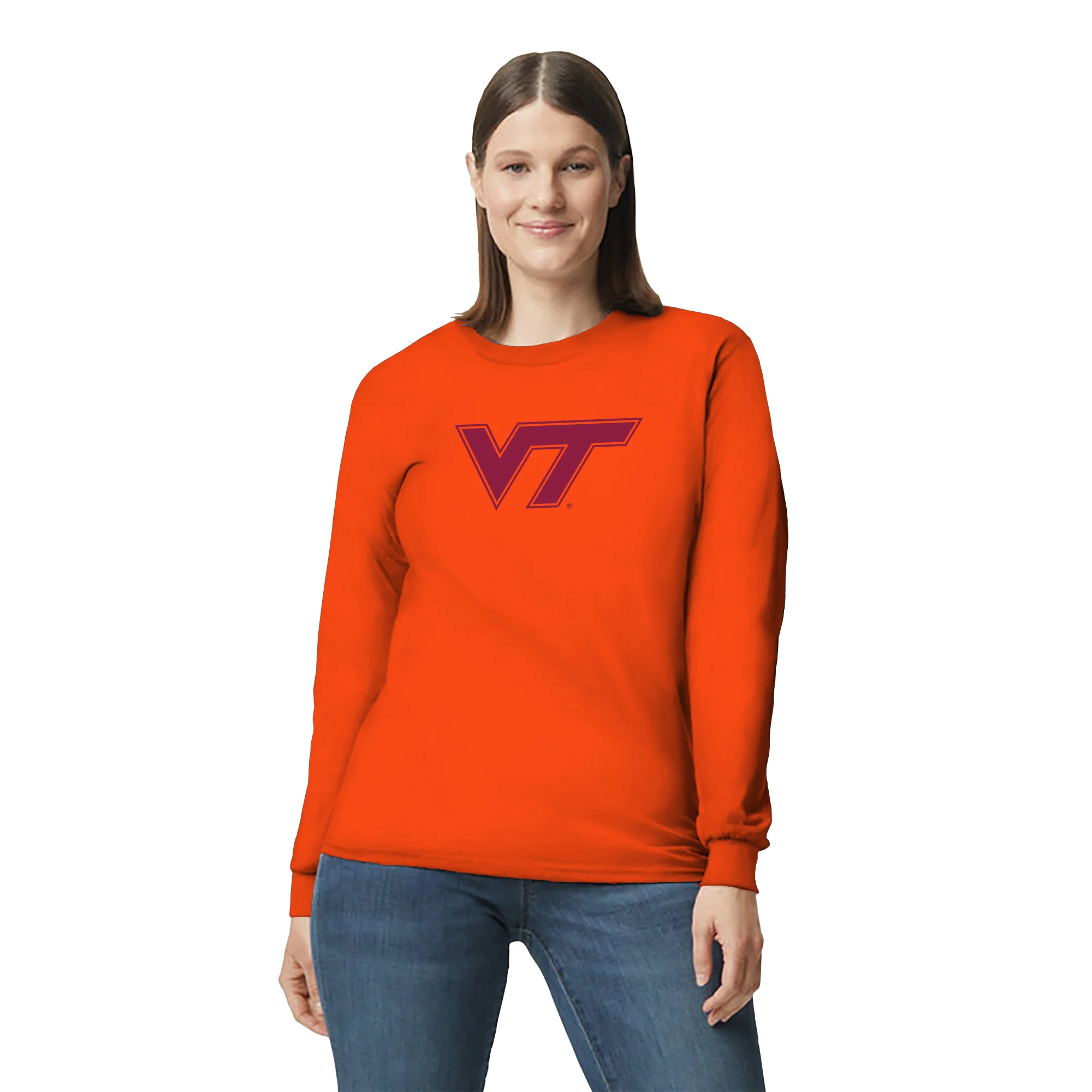 Virginia Tech Primary Logo Long Sleeve - Orange - Image 4