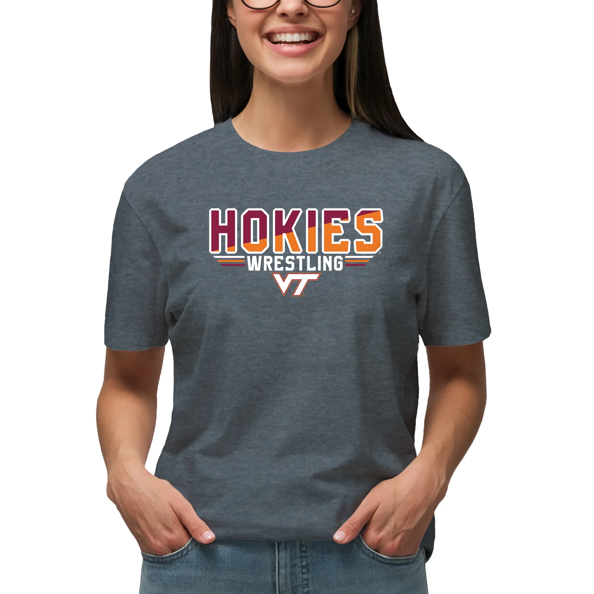 Virginia Tech Wrestling Top Flight T-Shirt - Dark Heather - Image 4
