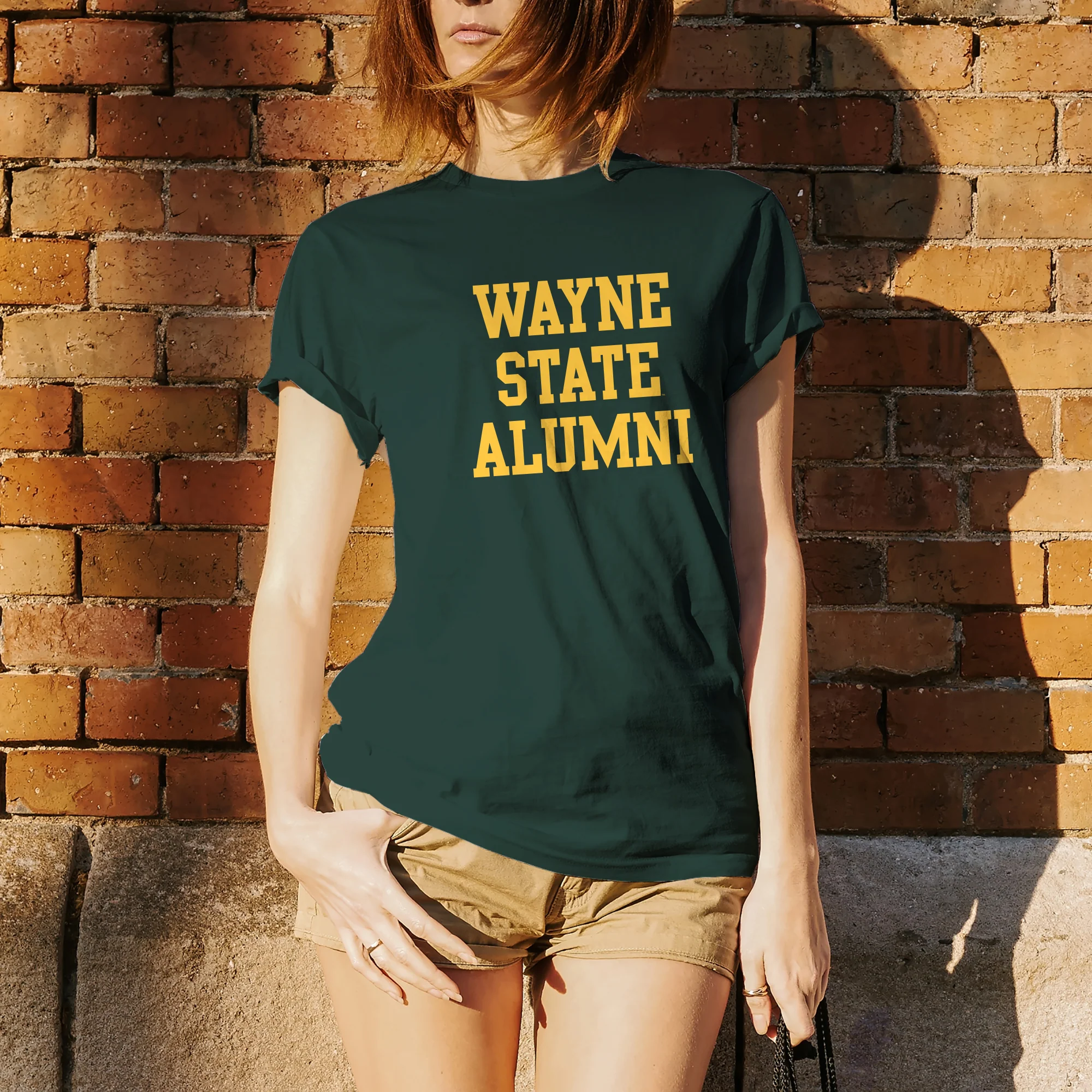 Wayne State University Warriors Alumni Block Short Sleeve T Shirt - Forest - Image 4