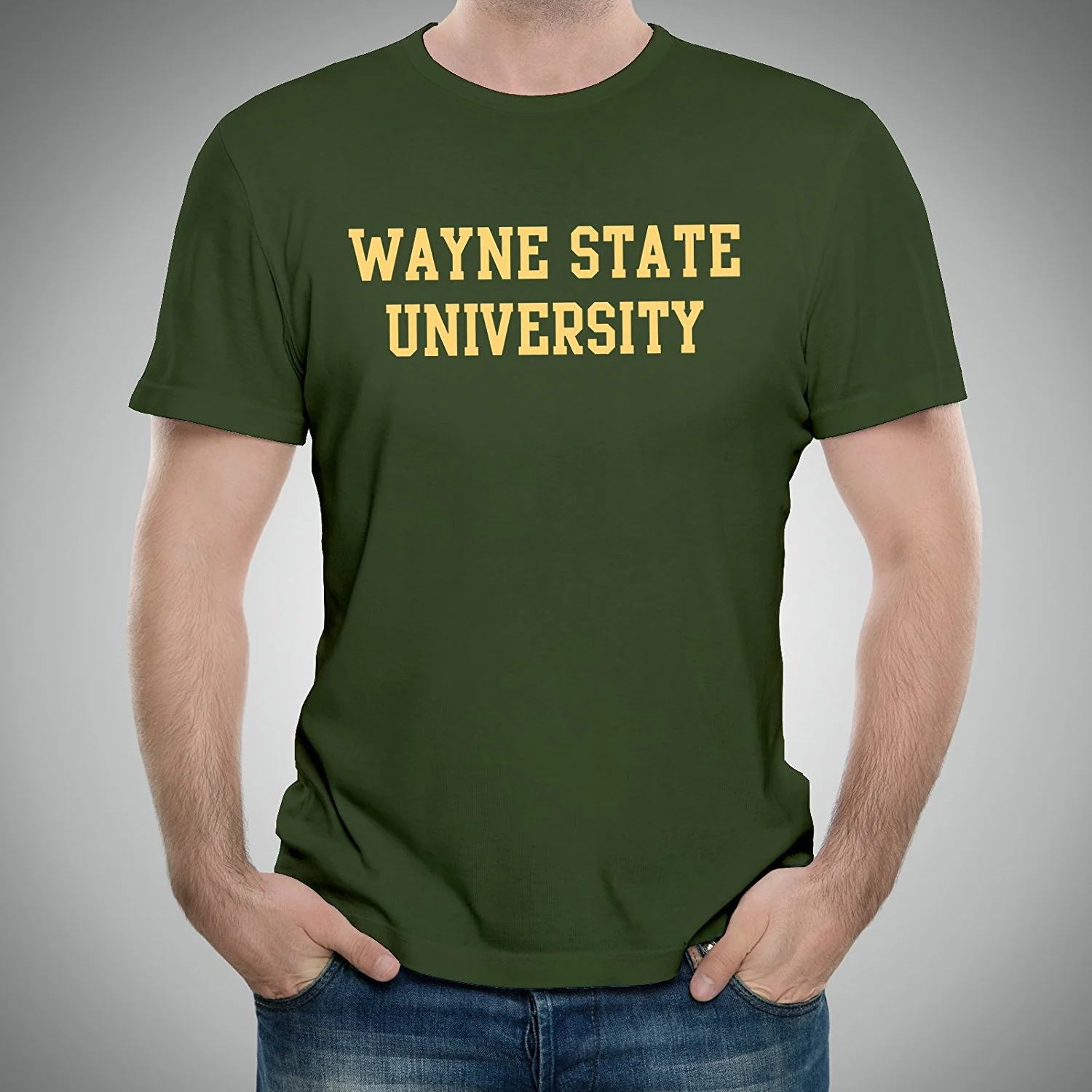 Wayne State University Warriors Basic Block Short Sleeve T-Shirt - Forest Green - Image 3