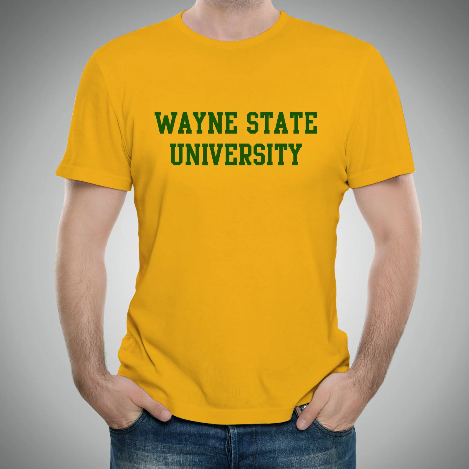 Wayne State University Warriors Basic Block Short Sleeve T-Shirt - Gold - Image 3