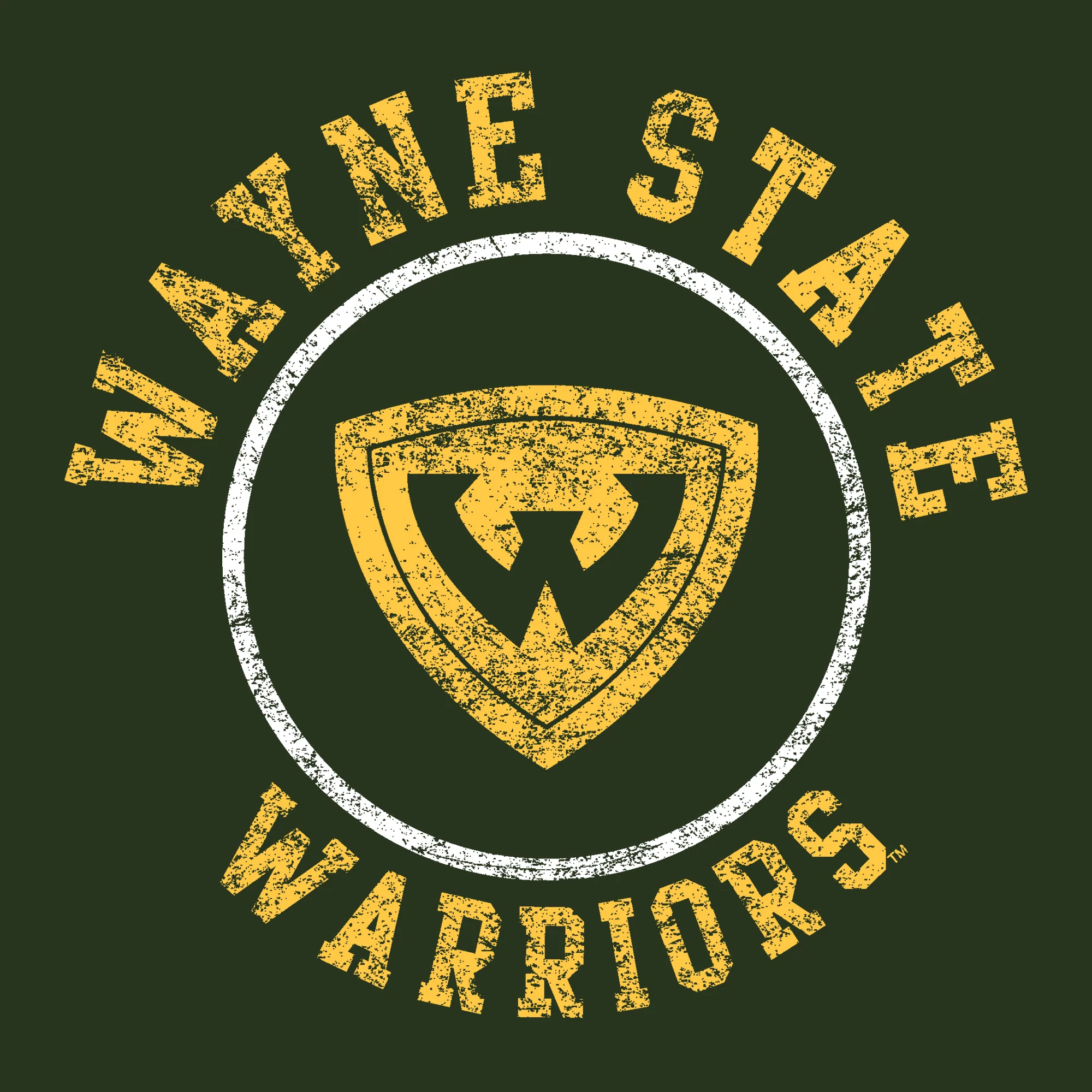 Wayne State University Warriors Distressed Circle Logo Long Sleeve T-Shirt - Forest - Image 2