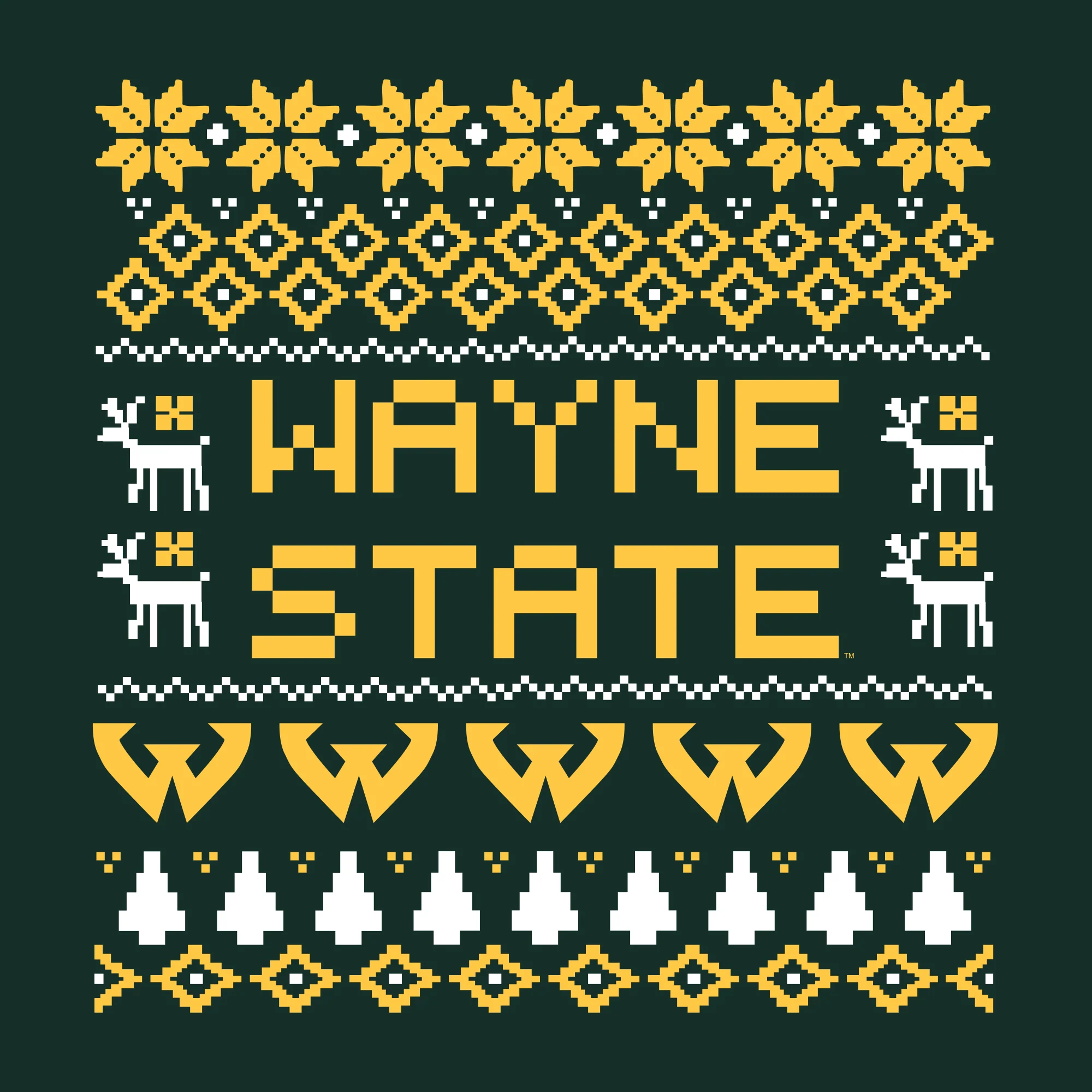 Wayne State Holiday Sweater Crewneck - Forest - Image 2