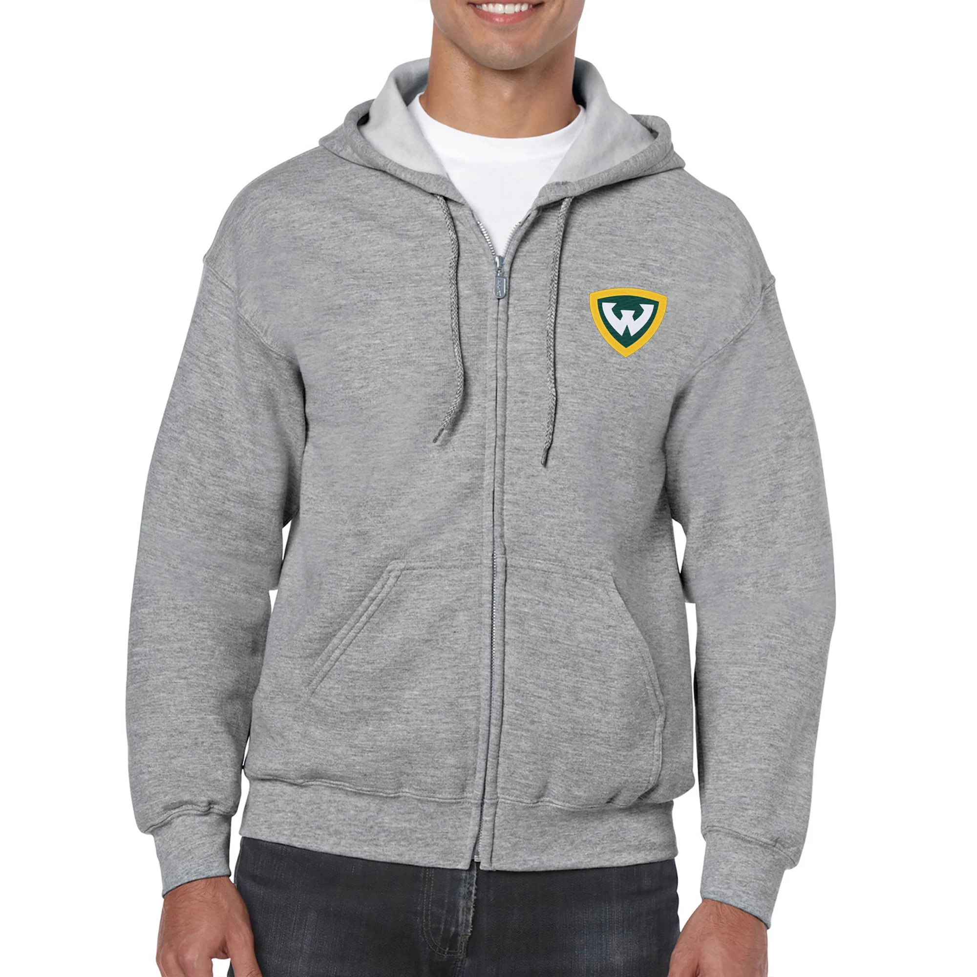 Wayne State Primary Logo EMB Full Zip Hoodie - Image 6