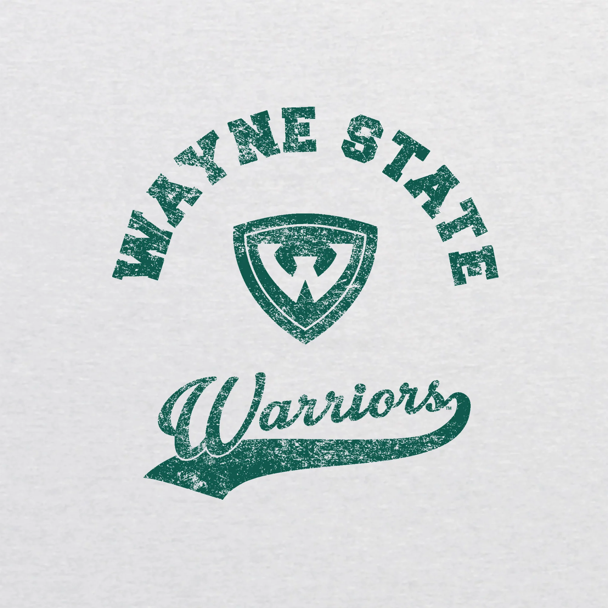 Wayne State Retro Script NLA Triblend T-Shirt - Heather White - Image 2