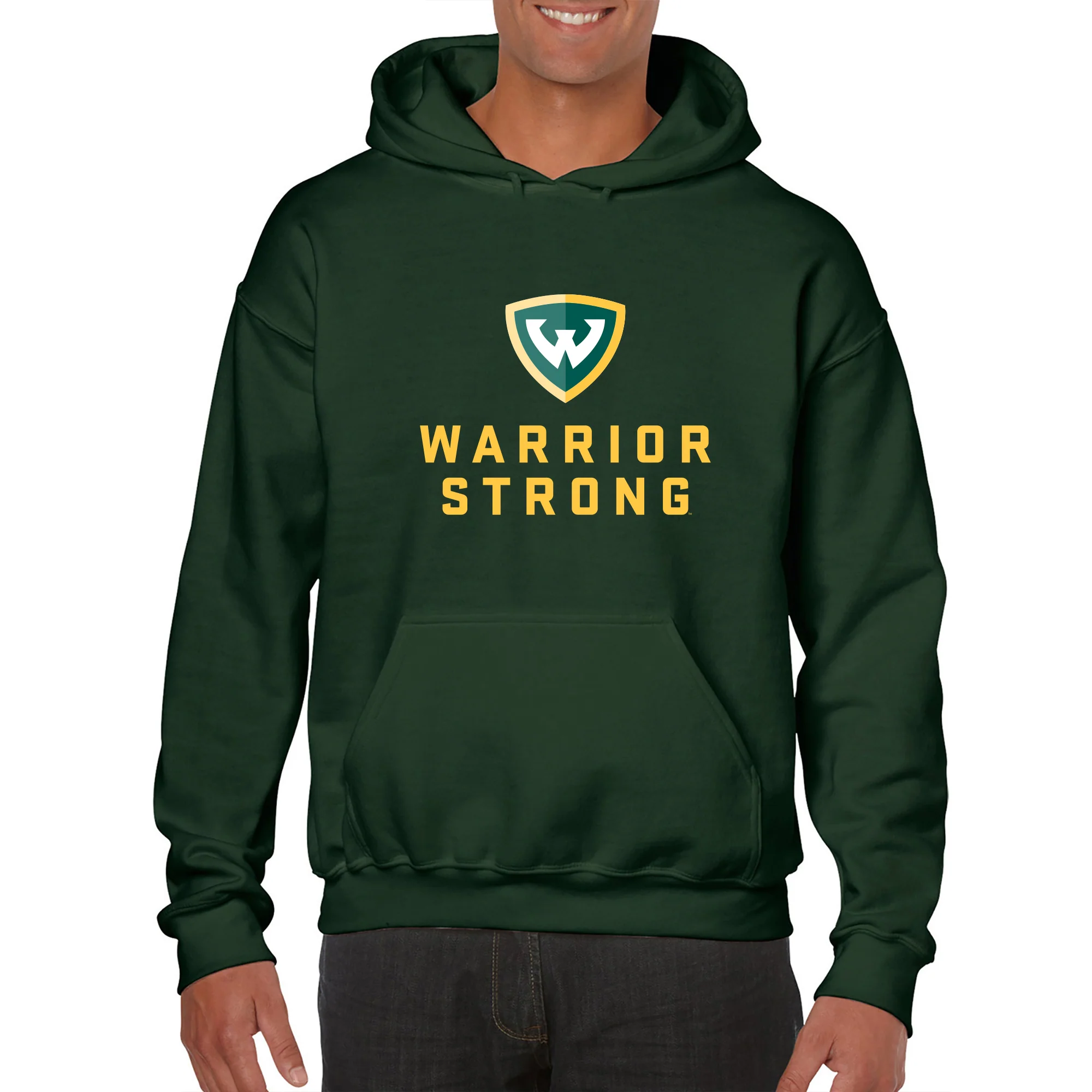 Wayne State University Warrior Strong Heavy Blend Hoodie - Forest - Image 3