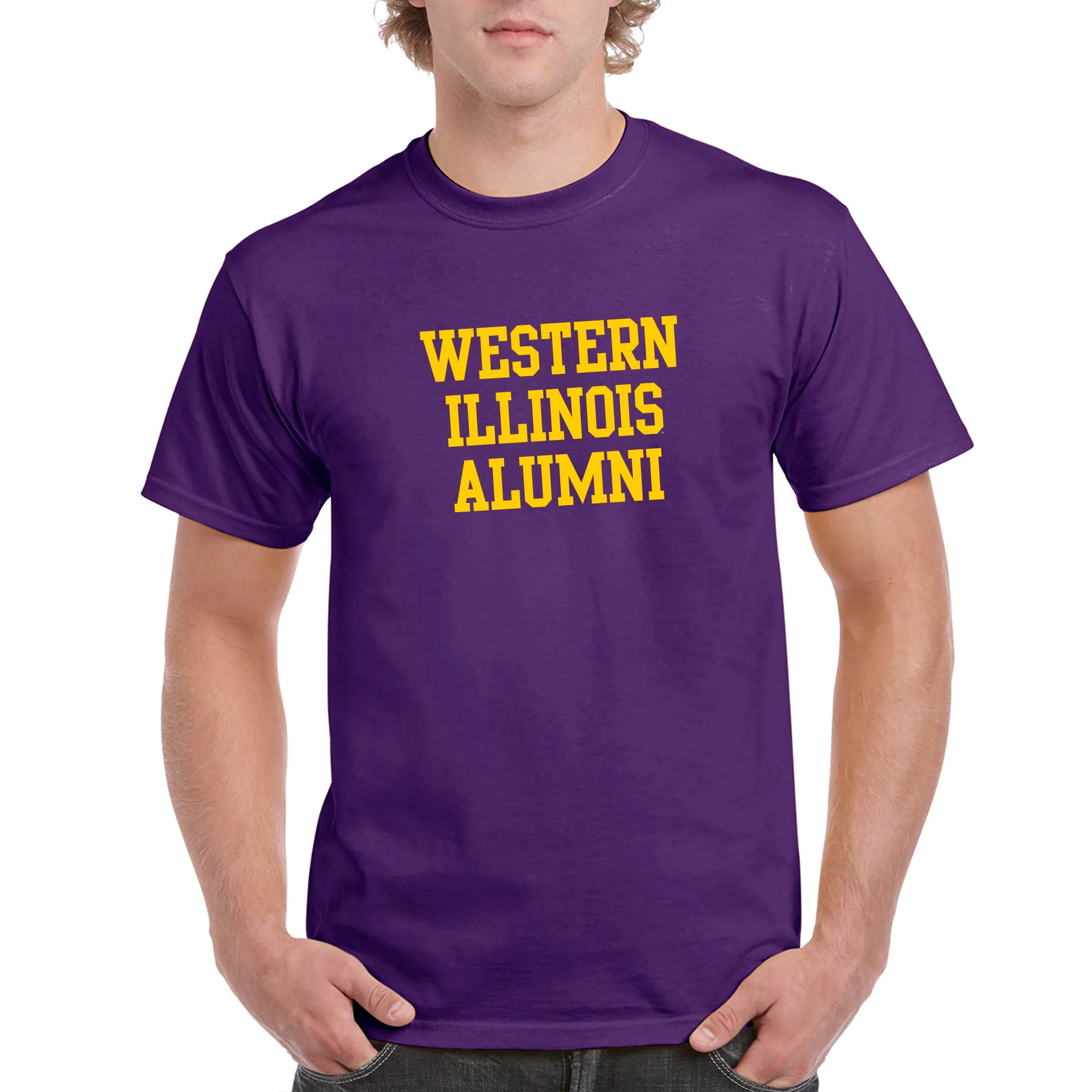 Western Illinois University Leathernecks Basic Block Alumni Short Sleeve T Shirt - Purple - Image 3